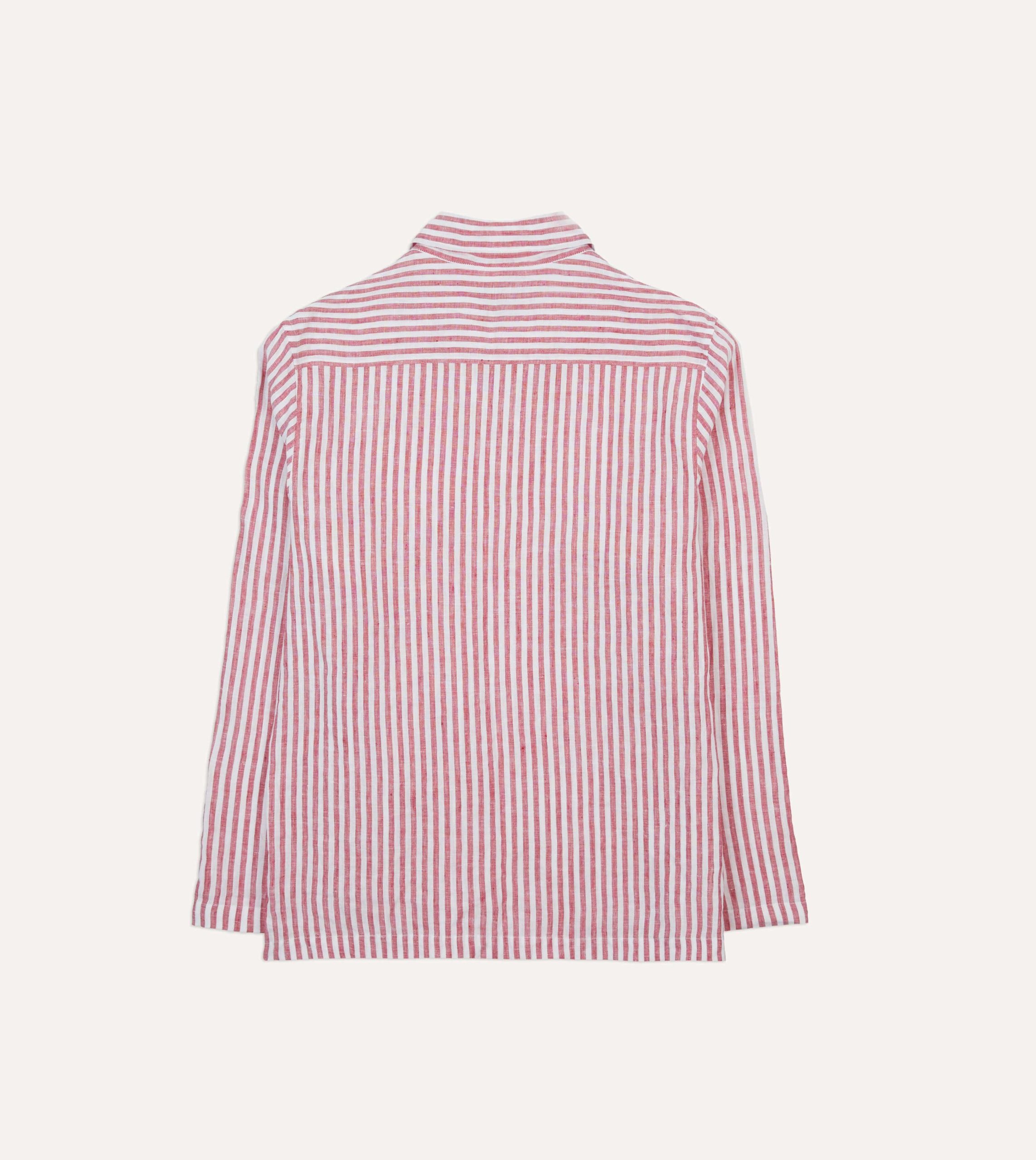 Red Stripe Linen Smock Shirt - Image 6