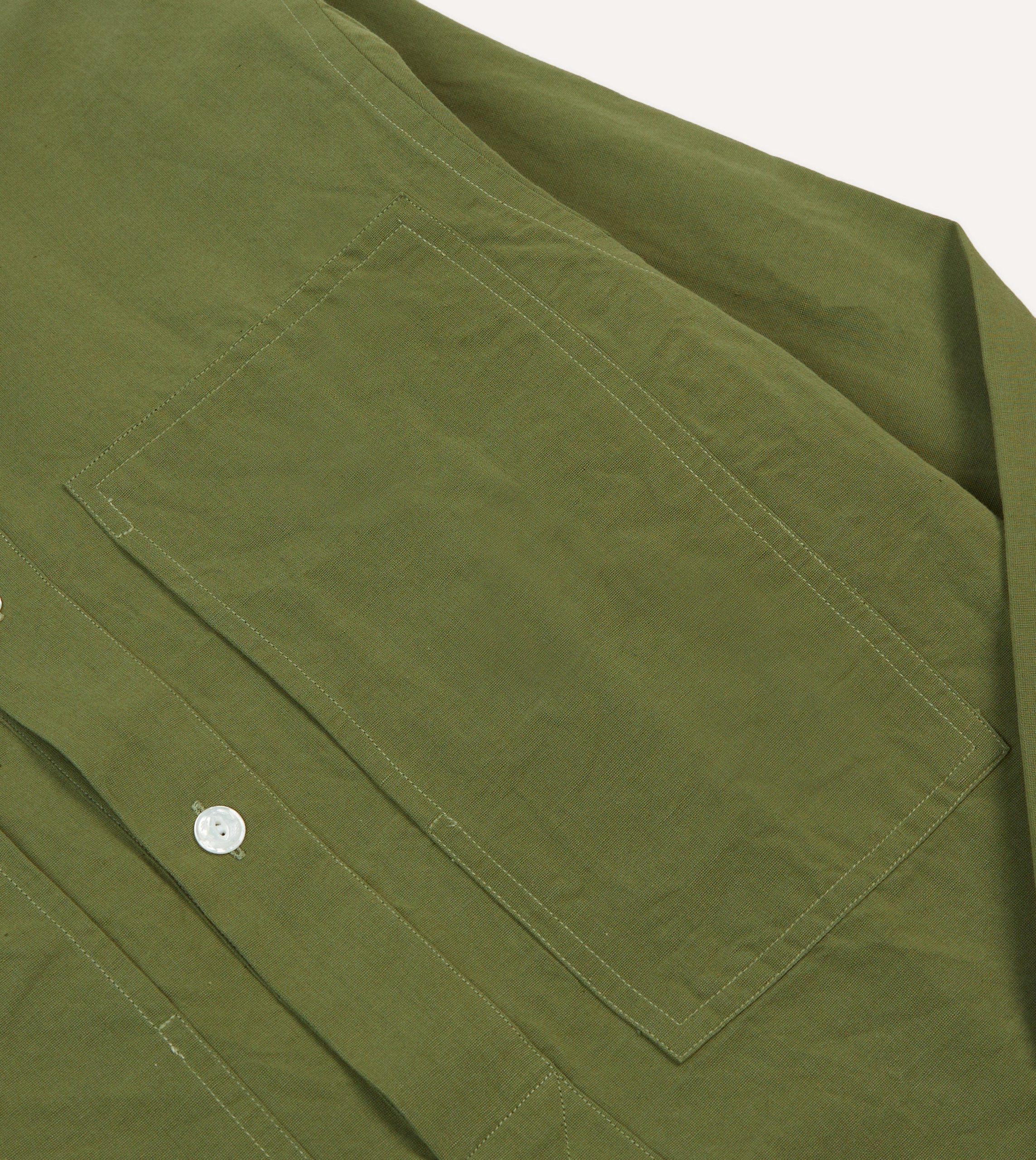 Olive Cotton-Linen Popover Shirt - Image 4