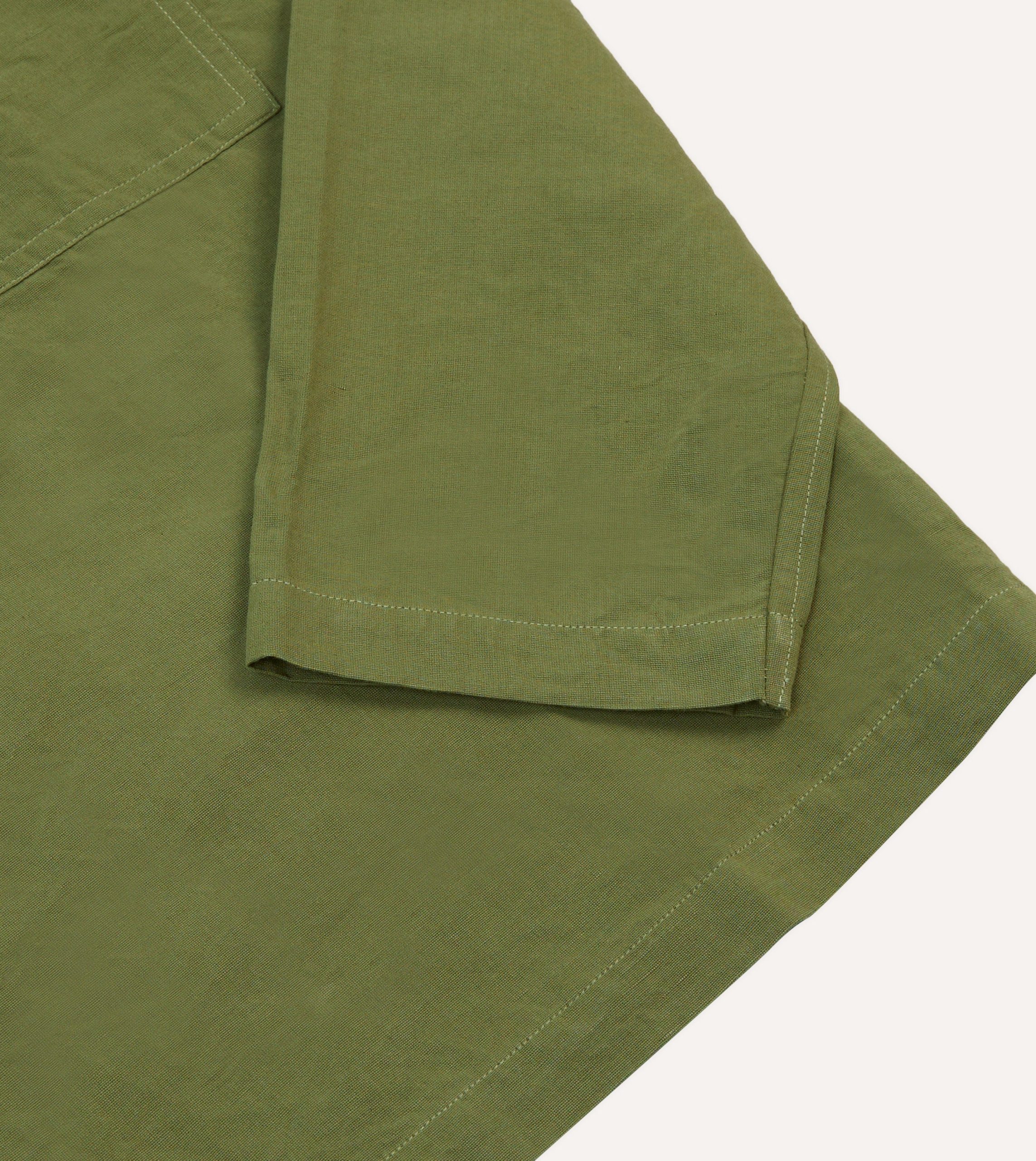 Olive Cotton-Linen Popover Shirt - Image 5