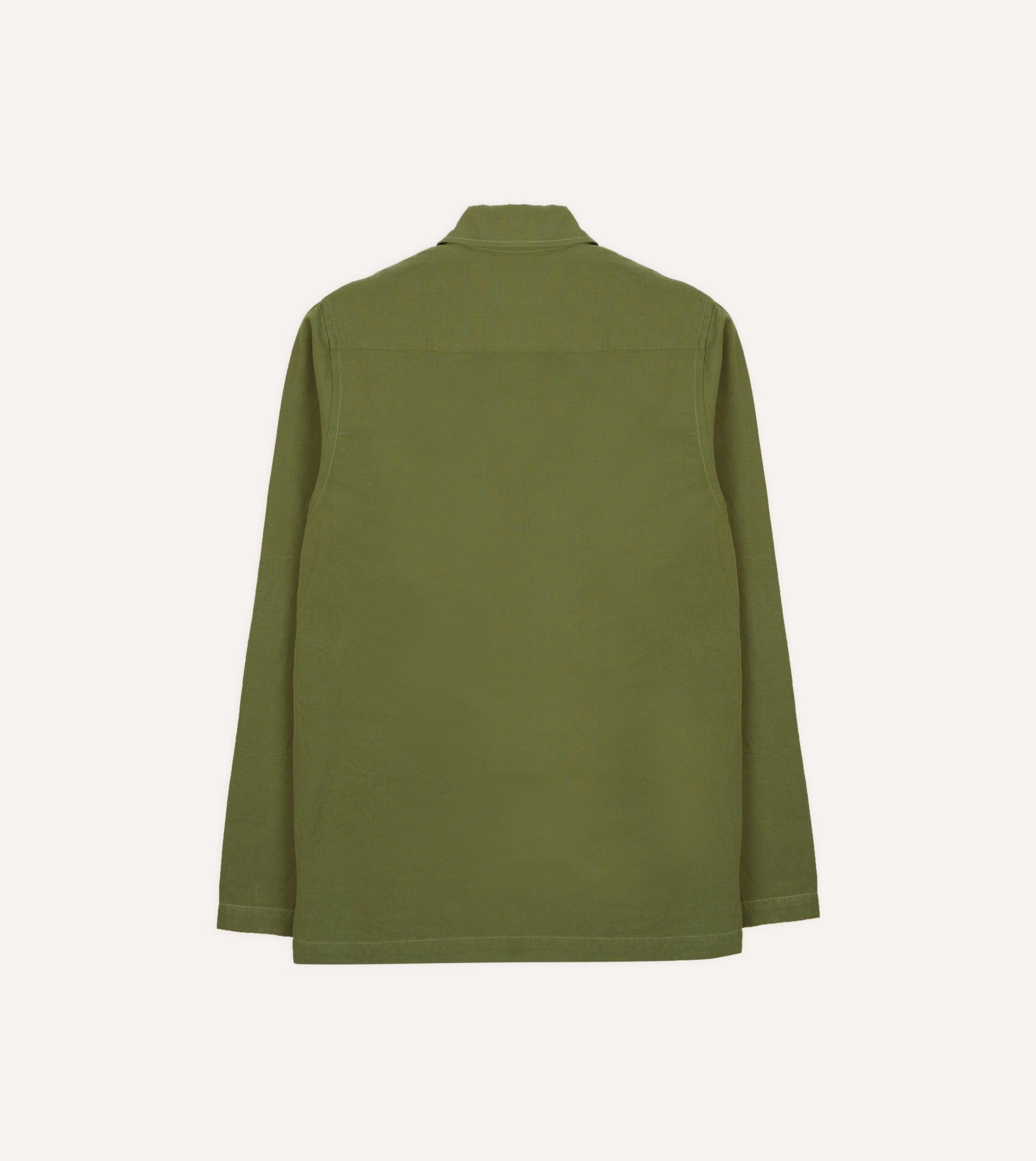 Olive Cotton-Linen Popover Shirt - Image 6