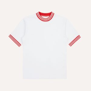 White and Red Tipped Ringer T-Shirt