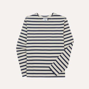 Ecru and Navy Breton Long Sleeve T-Shirt