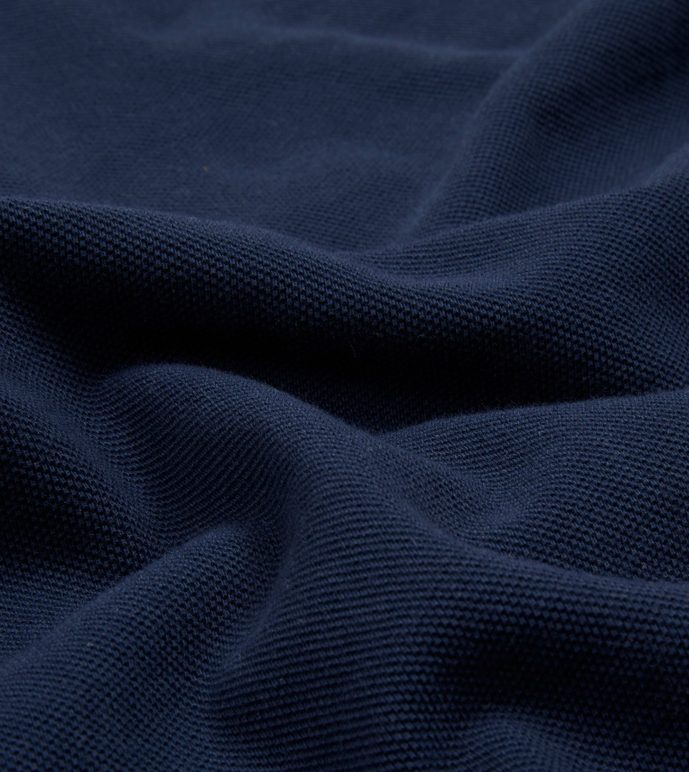 Navy Piqué Cotton Polo Shirt - Image 2