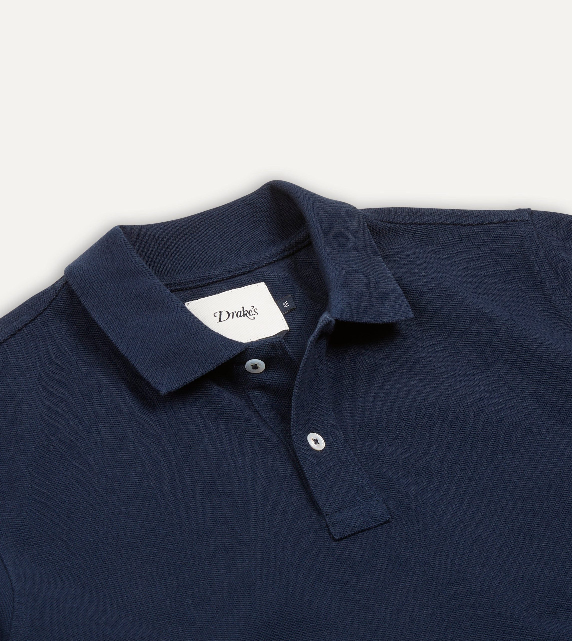 Navy Piqué Cotton Polo Shirt - Image 3