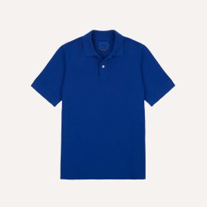 Blue Piqu?? Cotton Polo Shirt