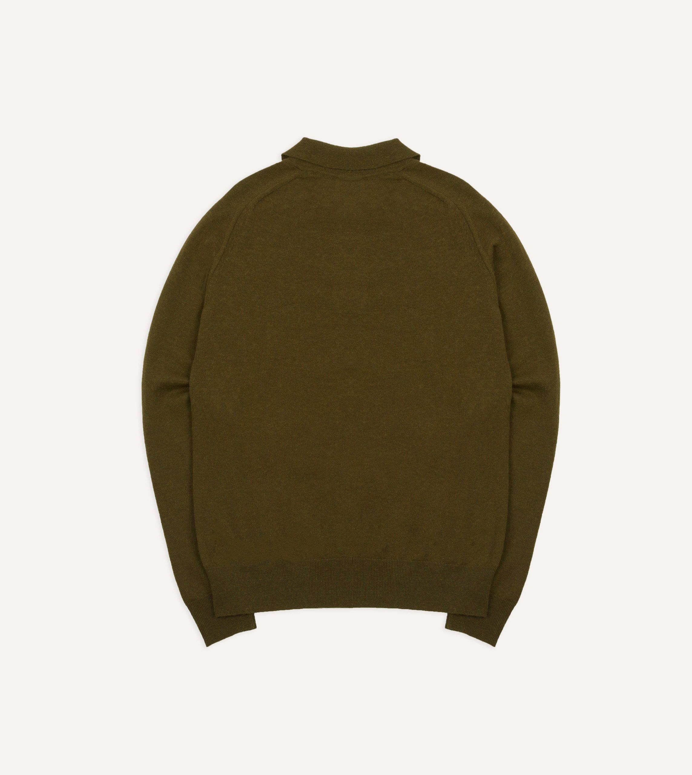 Olive Alpaca Wool Knitted Polo - Image 5