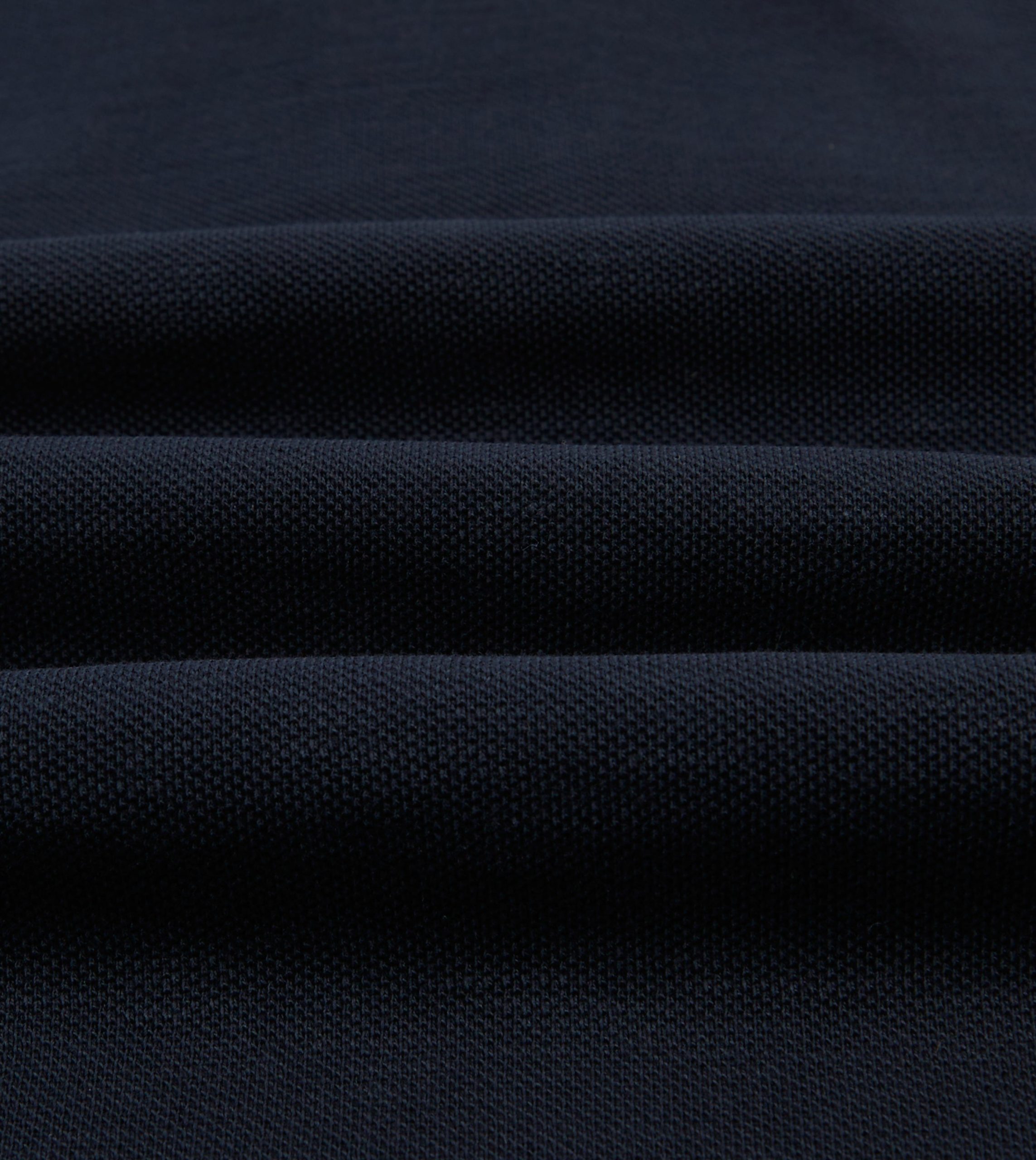 Navy Pique Cotton Long-Sleeve Polo Shirt - Image 2