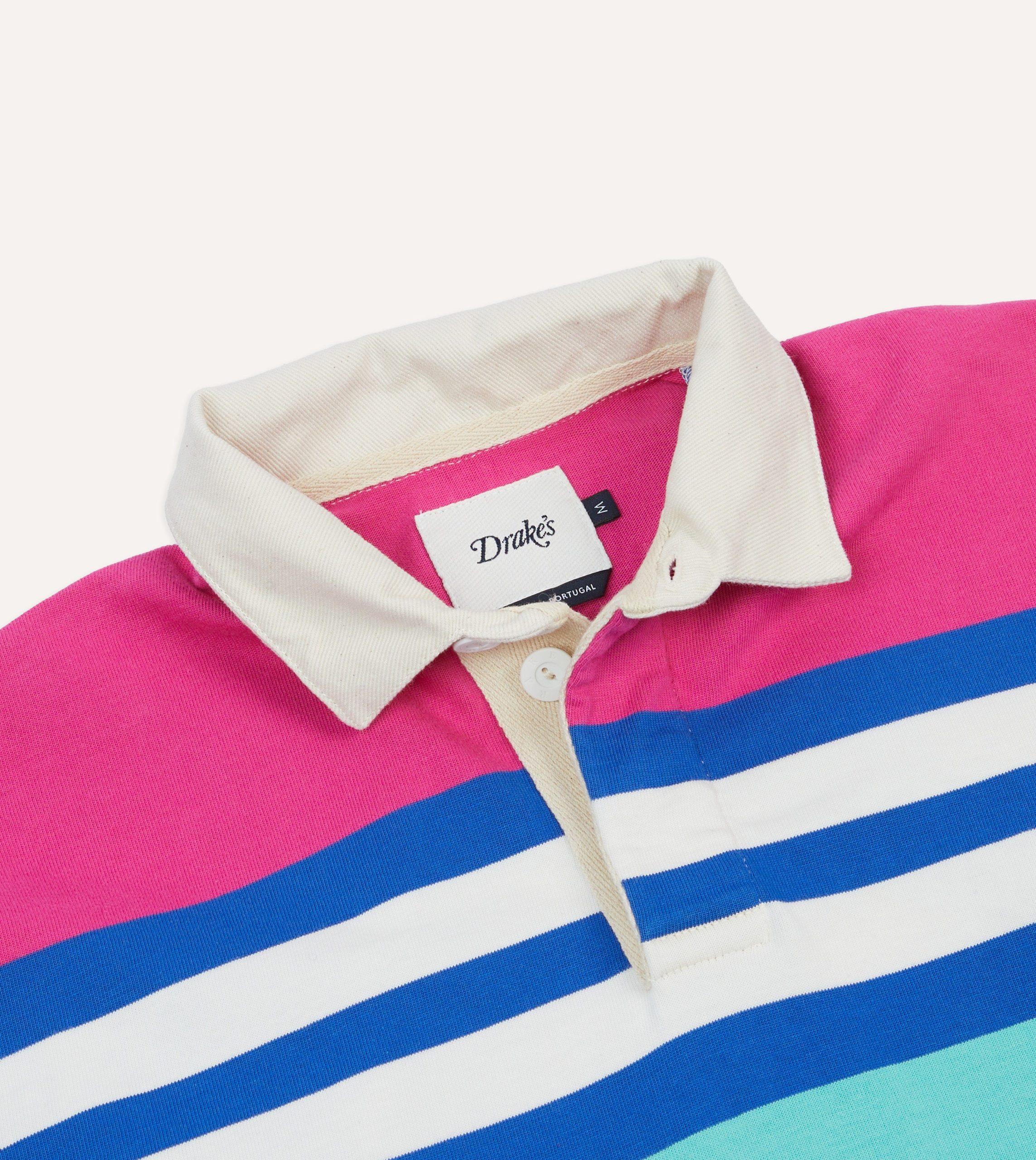 Pink. Green and Blue Stripe Cotton Rugby Shirt - Image 3