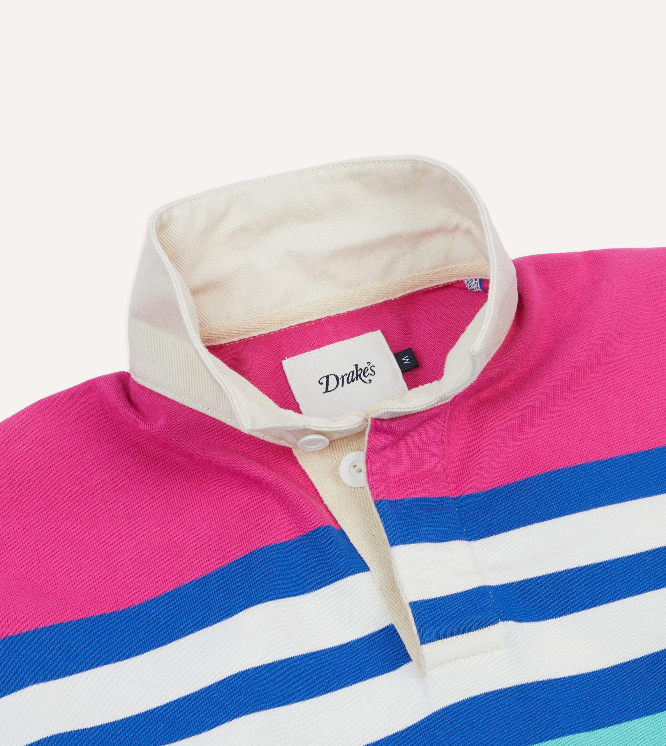 Pink. Green and Blue Stripe Cotton Rugby Shirt - Image 4