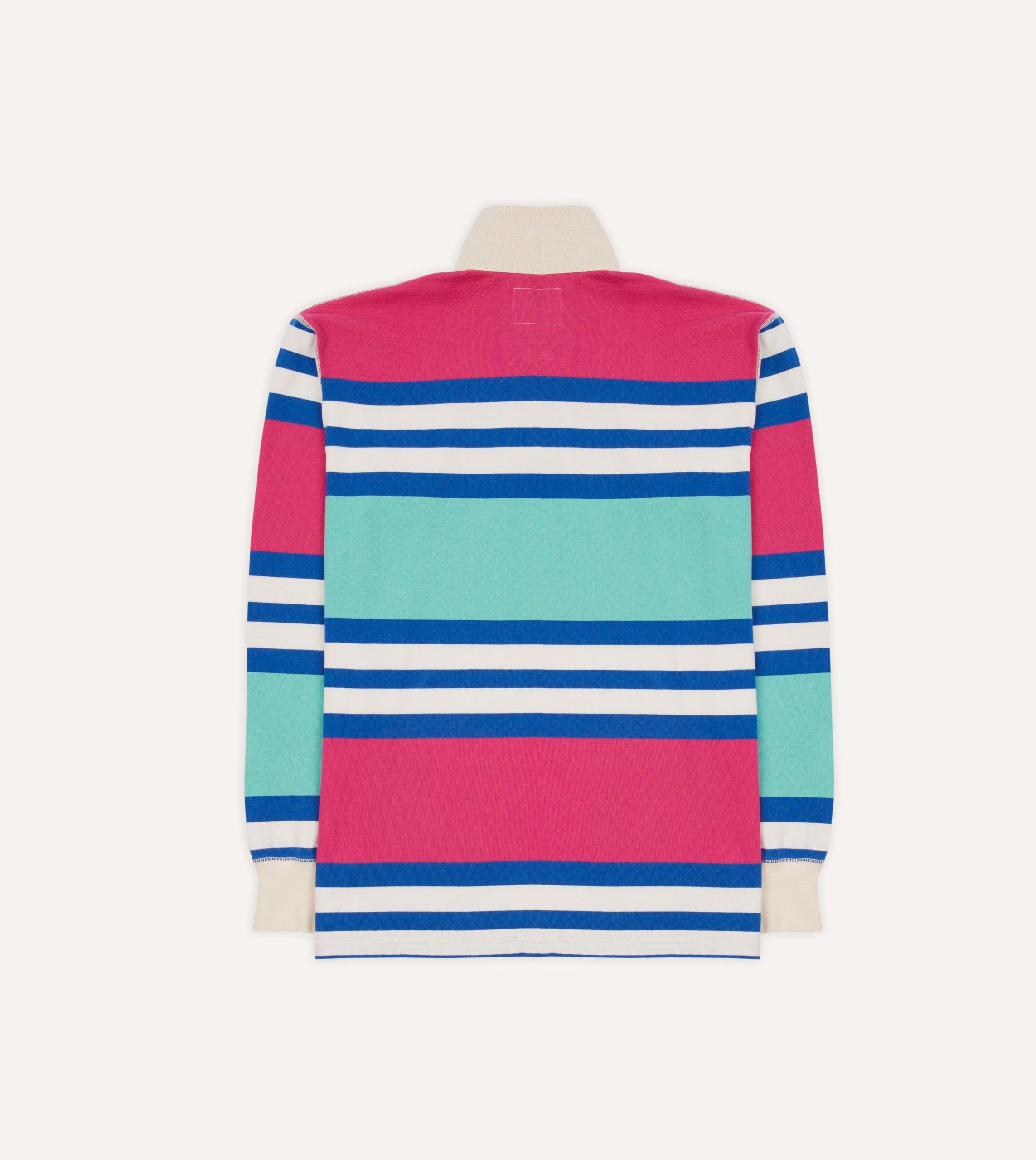 Pink. Green and Blue Stripe Cotton Rugby Shirt - Image 6