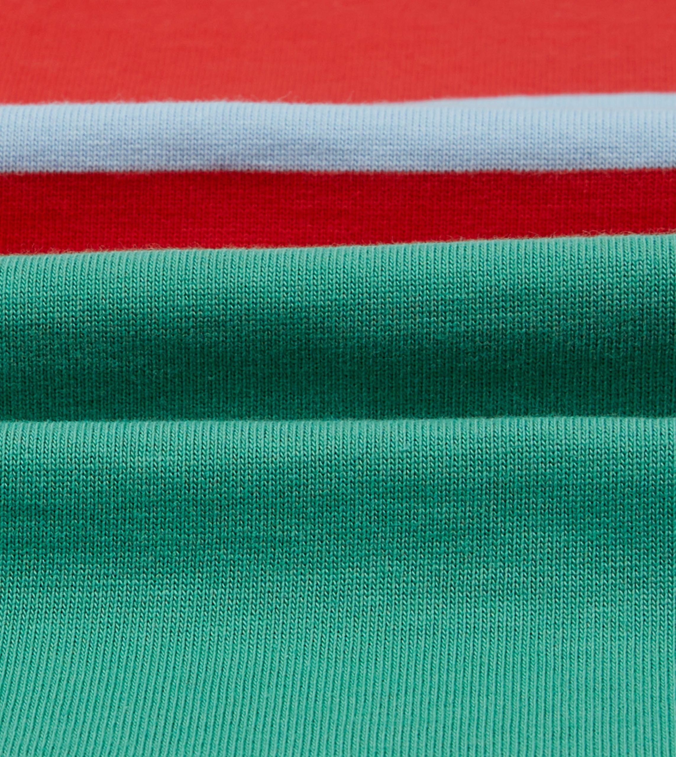 Green. Blue and Red Centre Stripe Cotton Rugby Shirt - Image 2
