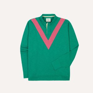 Green and Pink Chevron Flamé Cotton Rugby Shirt