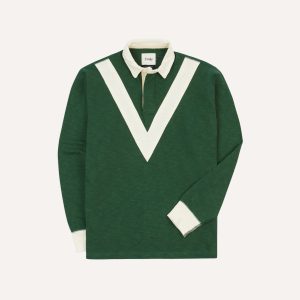 Green and Ecru Chevron Flamé Cotton Rugby Shirt