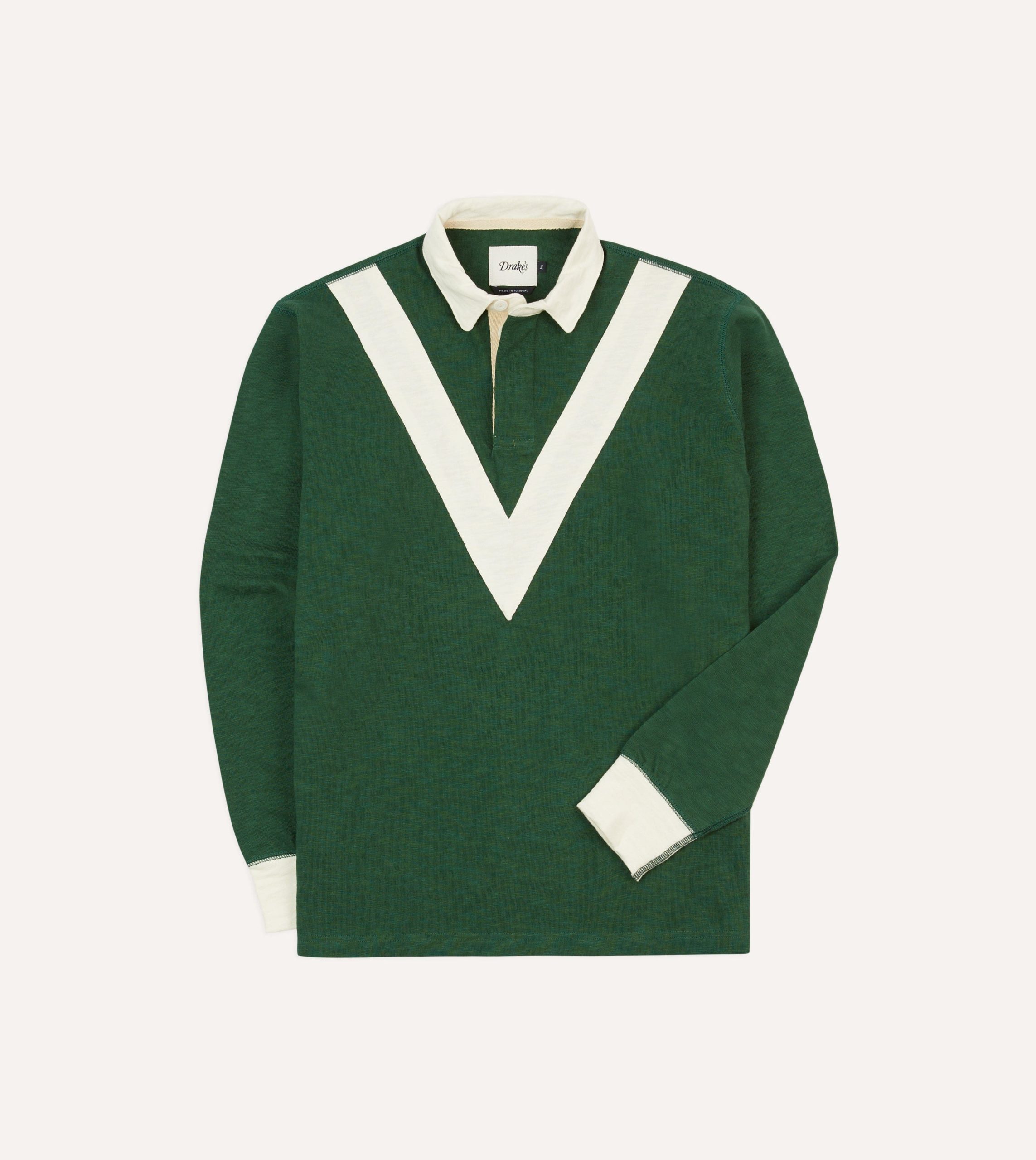 Green and Ecru Chevron Flamé Cotton Rugby Shirt