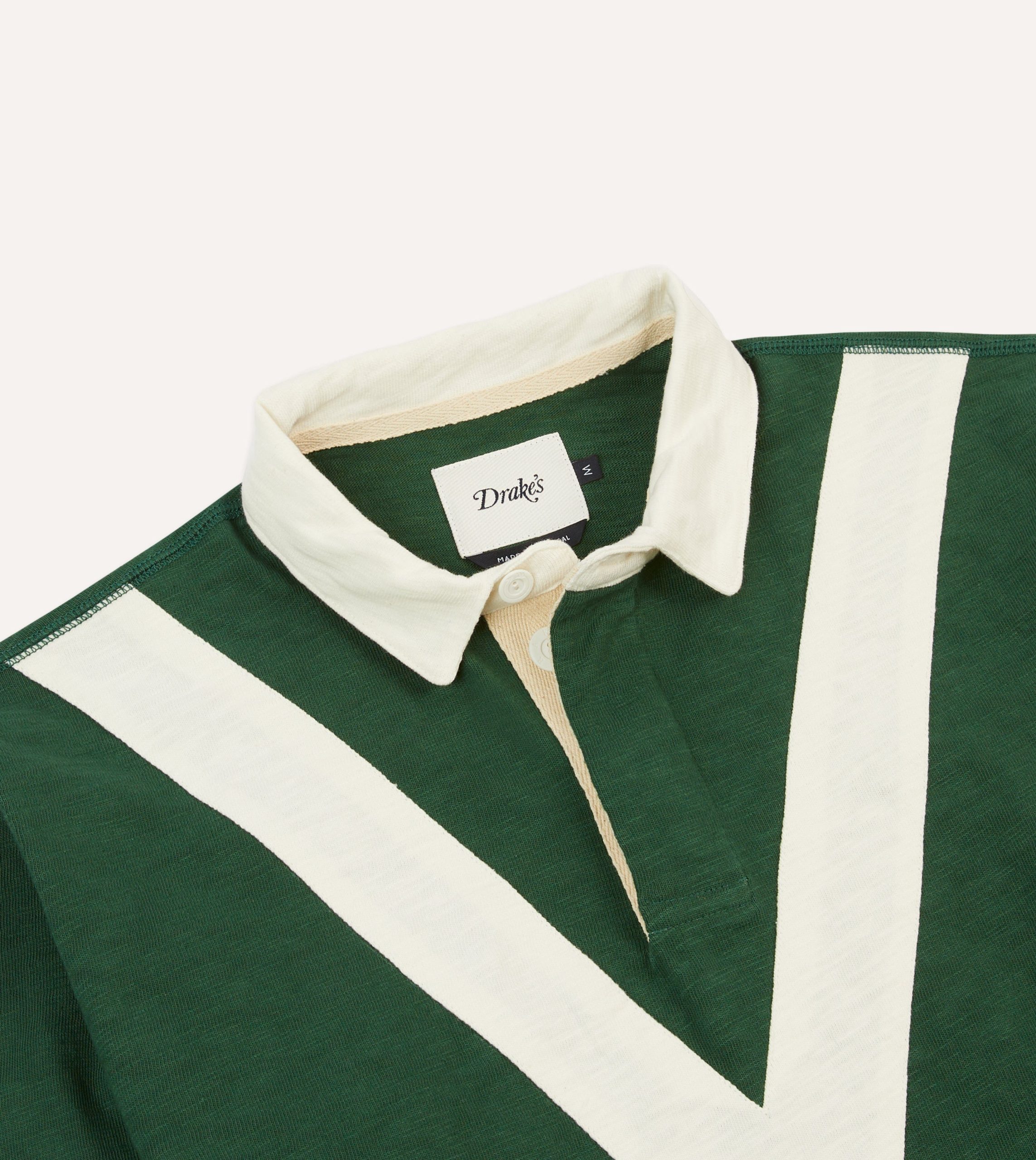 Green and Ecru Chevron Flamé Cotton Rugby Shirt - Image 3