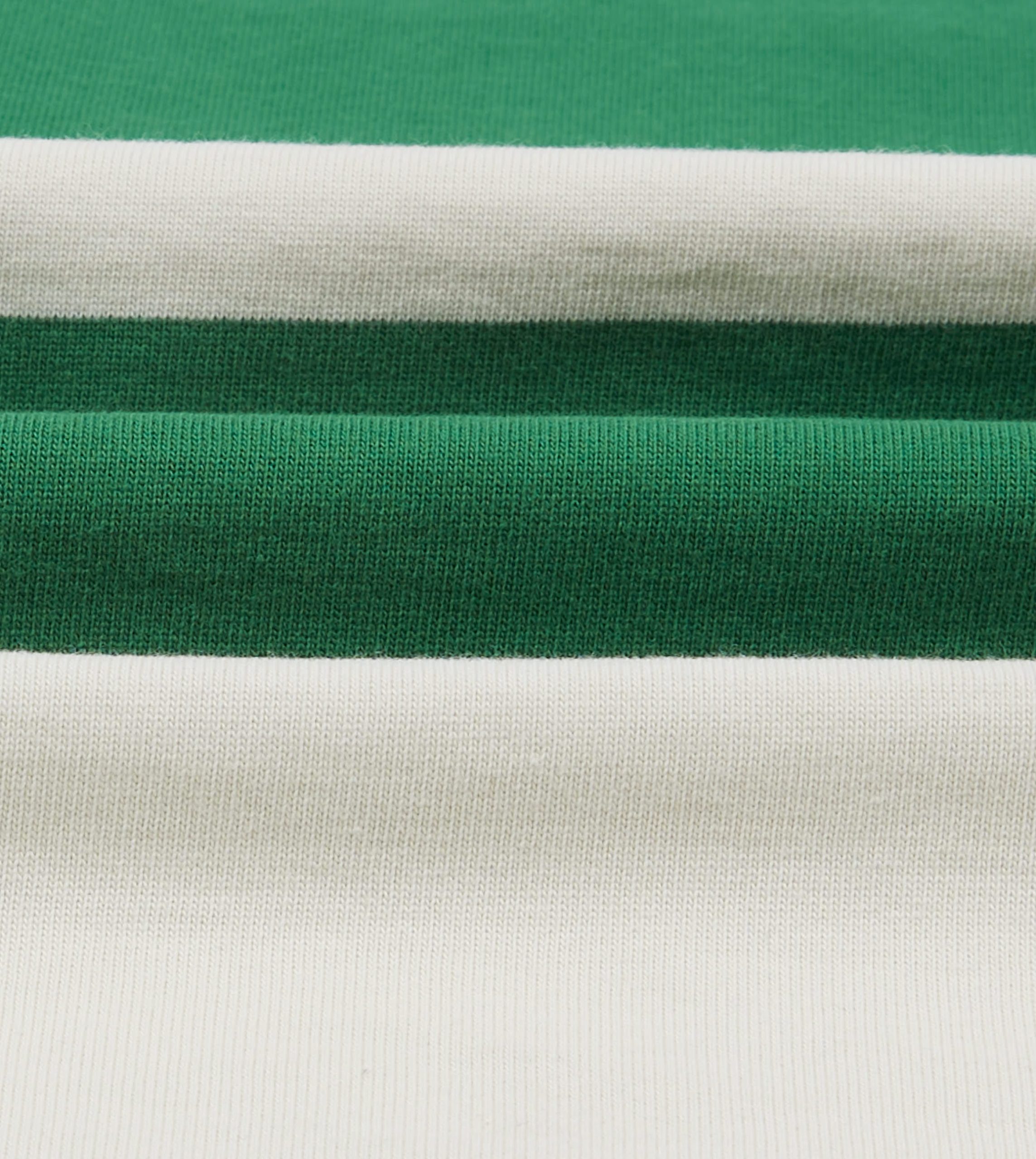 Green and White Stripe Cotton Mandarin Collar Rugby Shirt - Image 2