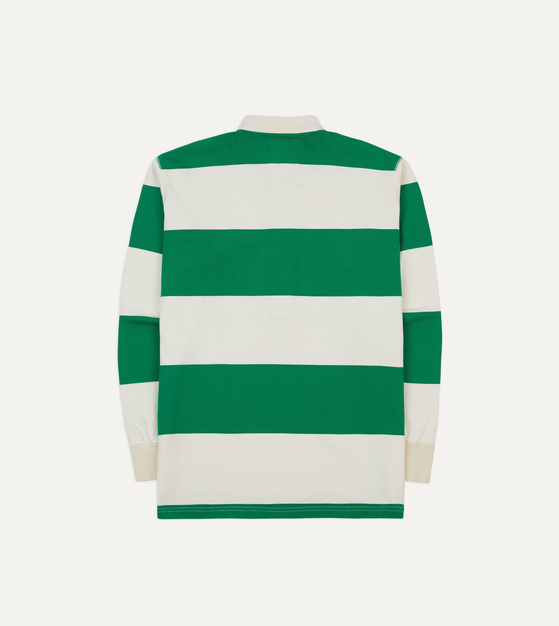 Green and White Stripe Cotton Mandarin Collar Rugby Shirt - Image 6