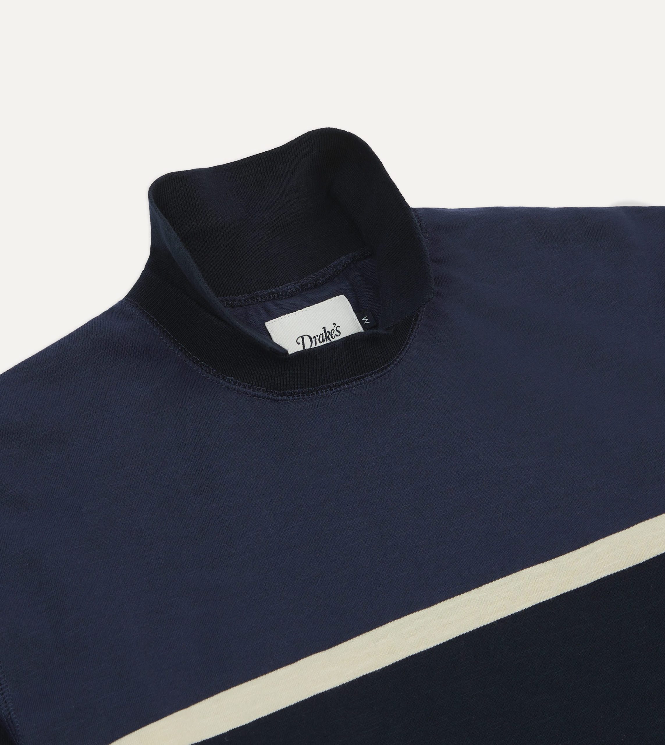 Navy and Ecru Stripe Mock Collar Long-Sleeve Jersey - Image 4