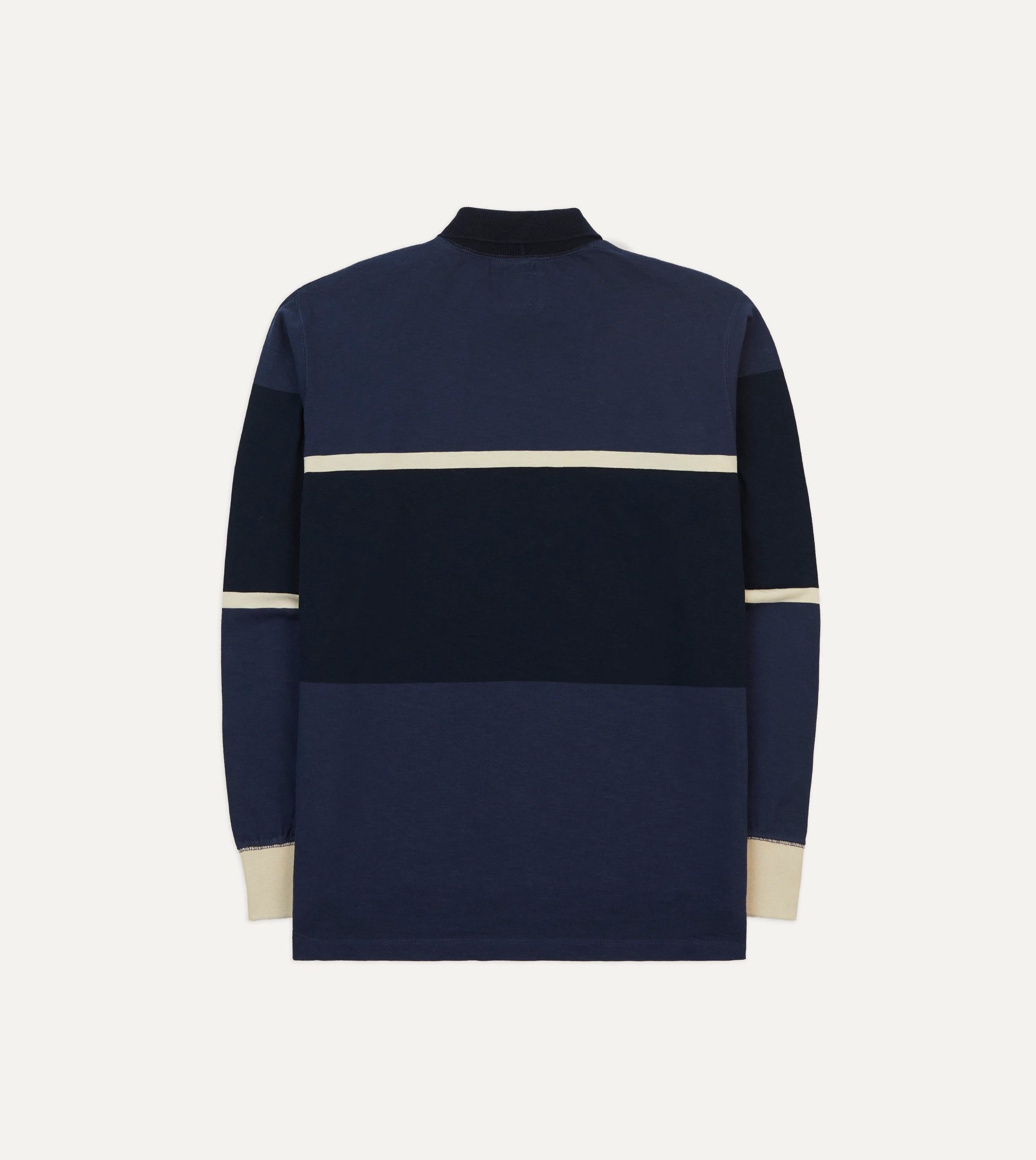 Navy and Ecru Stripe Mock Collar Long-Sleeve Jersey - Image 6