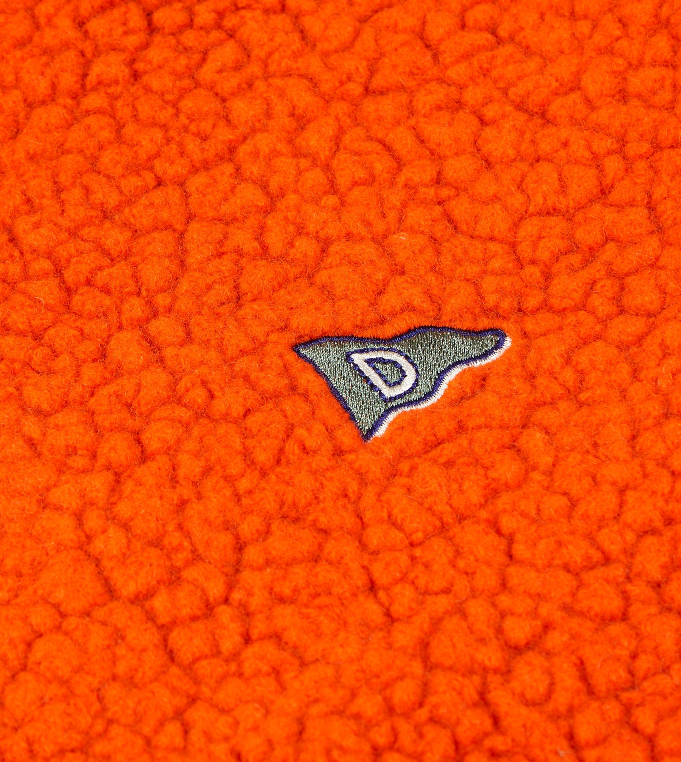 Orange Boucle Wool Zip Fleece Jacket - Image 5