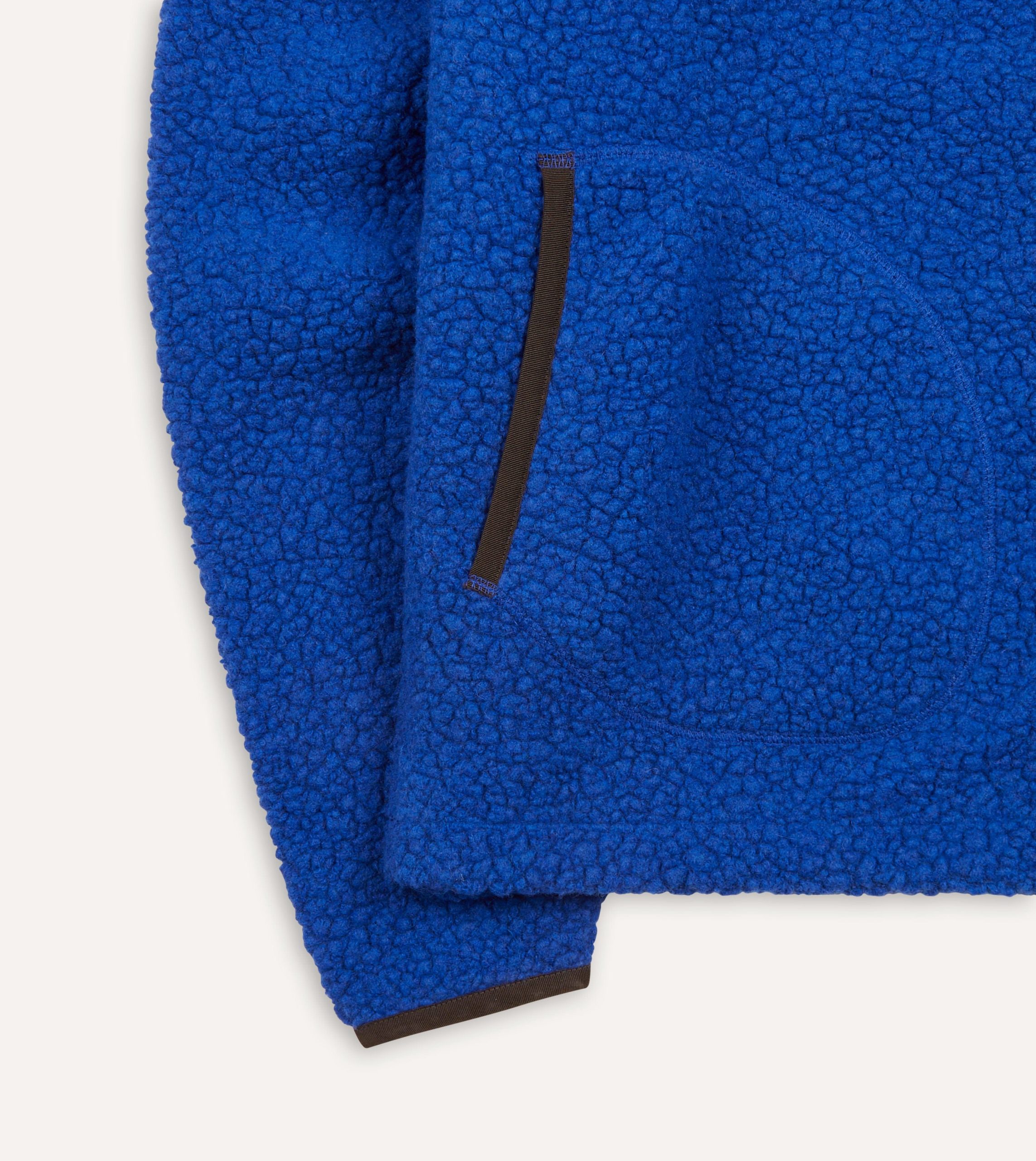 Blue Boucle Wool Zip Fleece Jacket - Image 6
