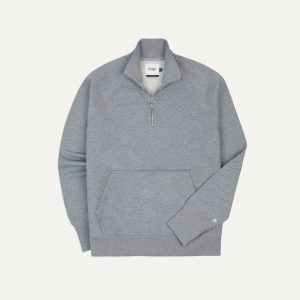 Grey Cotton Quarter Zip Sweatshirt