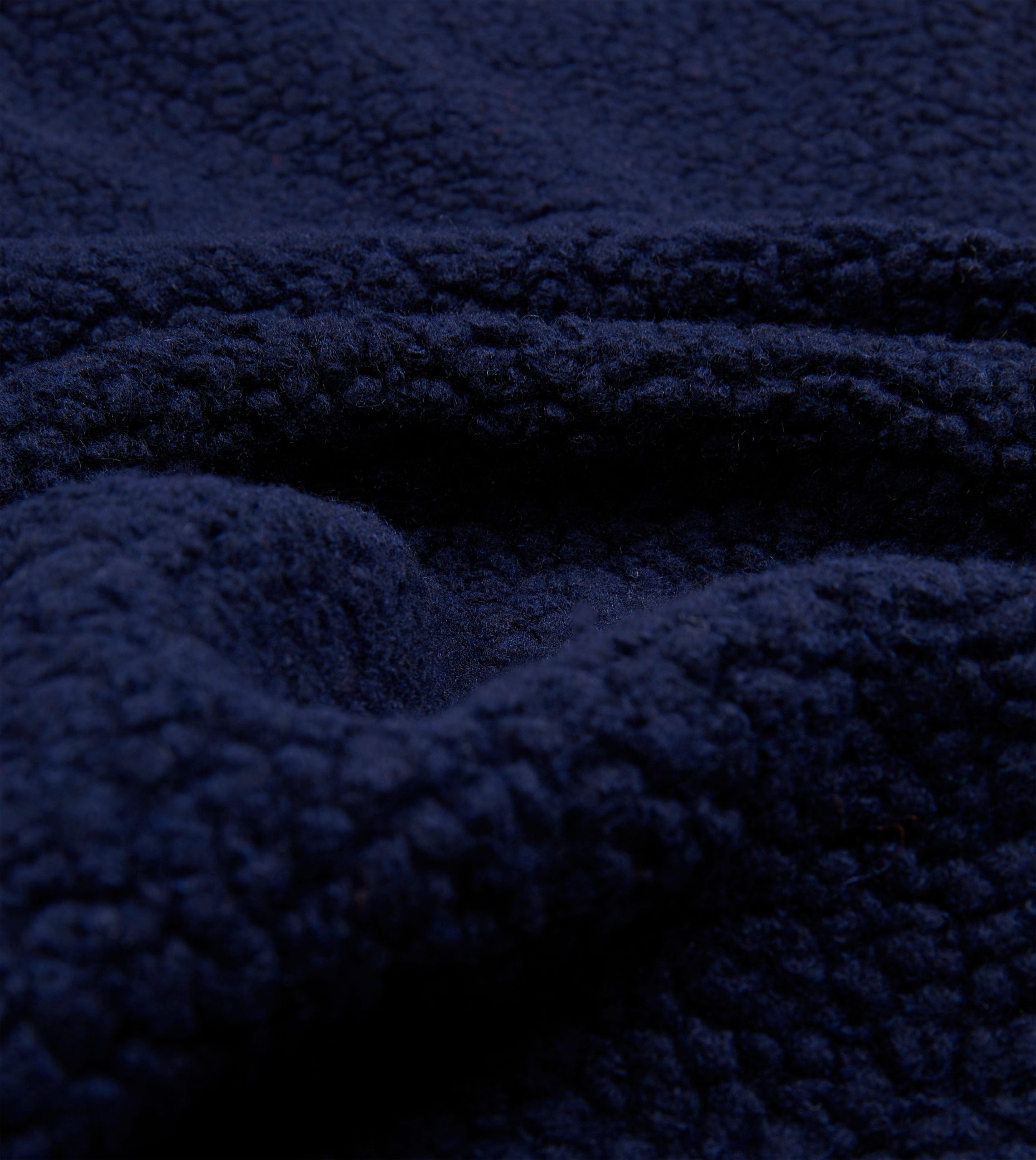 Navy Boucle Wool Zip Fleece Vest - Image 2