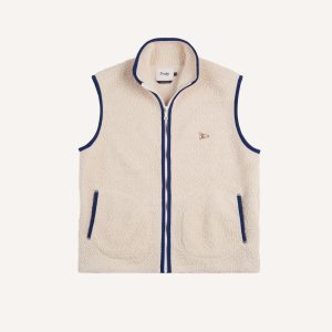 Ecru Boucle Wool Zip Fleece Vest