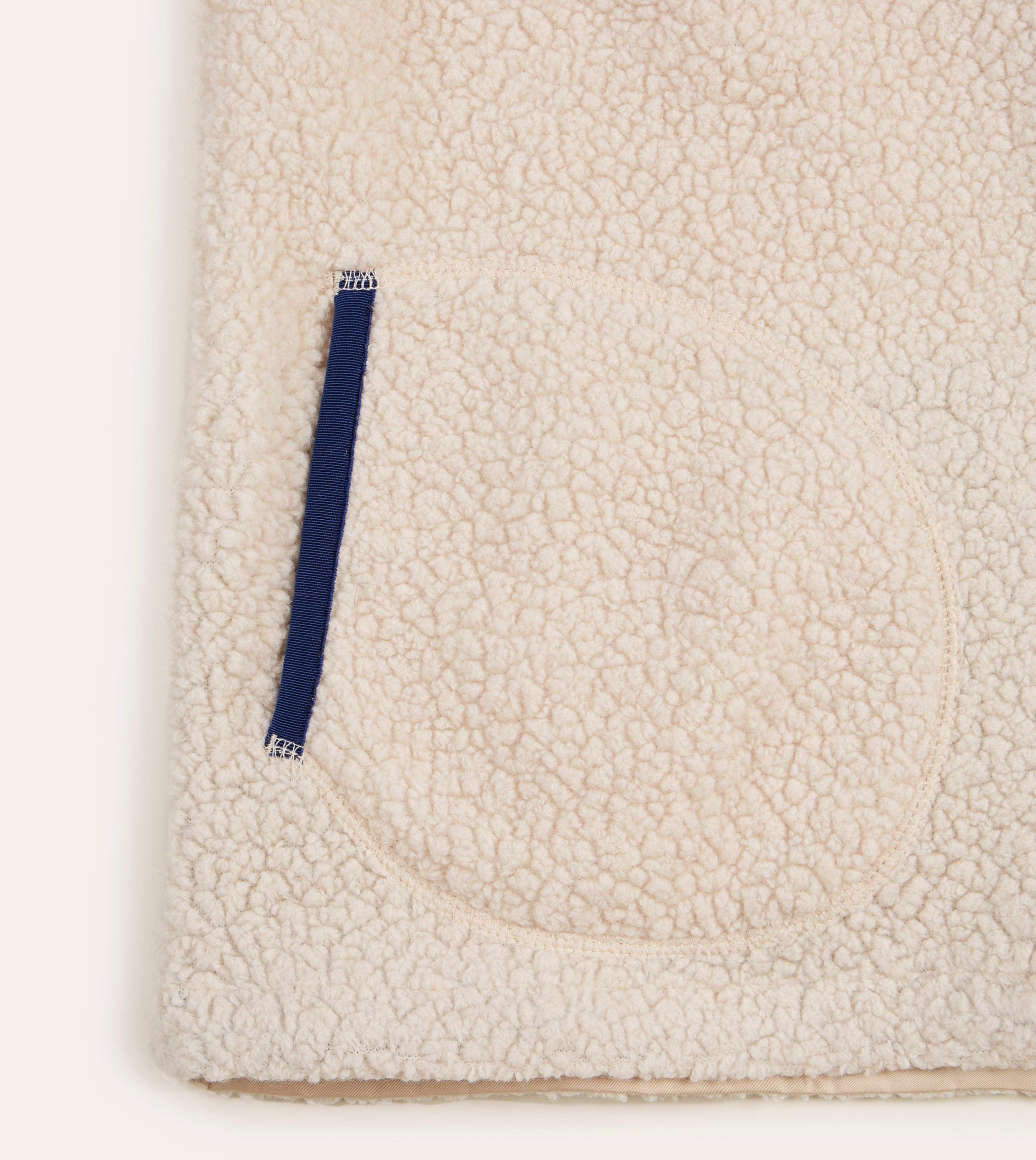 Ecru Boucle Wool Zip Fleece Vest - Image 4