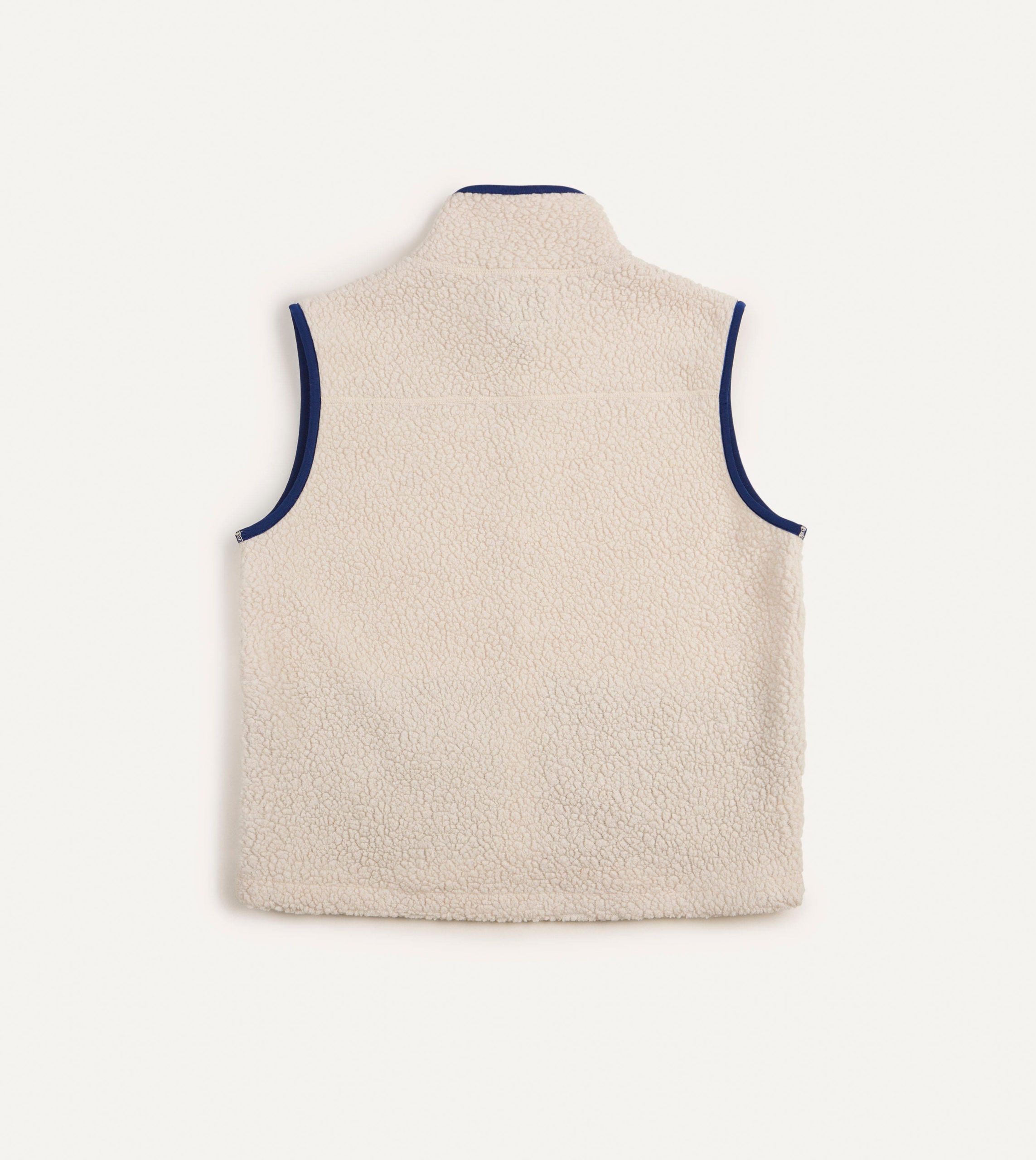 Ecru Boucle Wool Zip Fleece Vest - Image 6