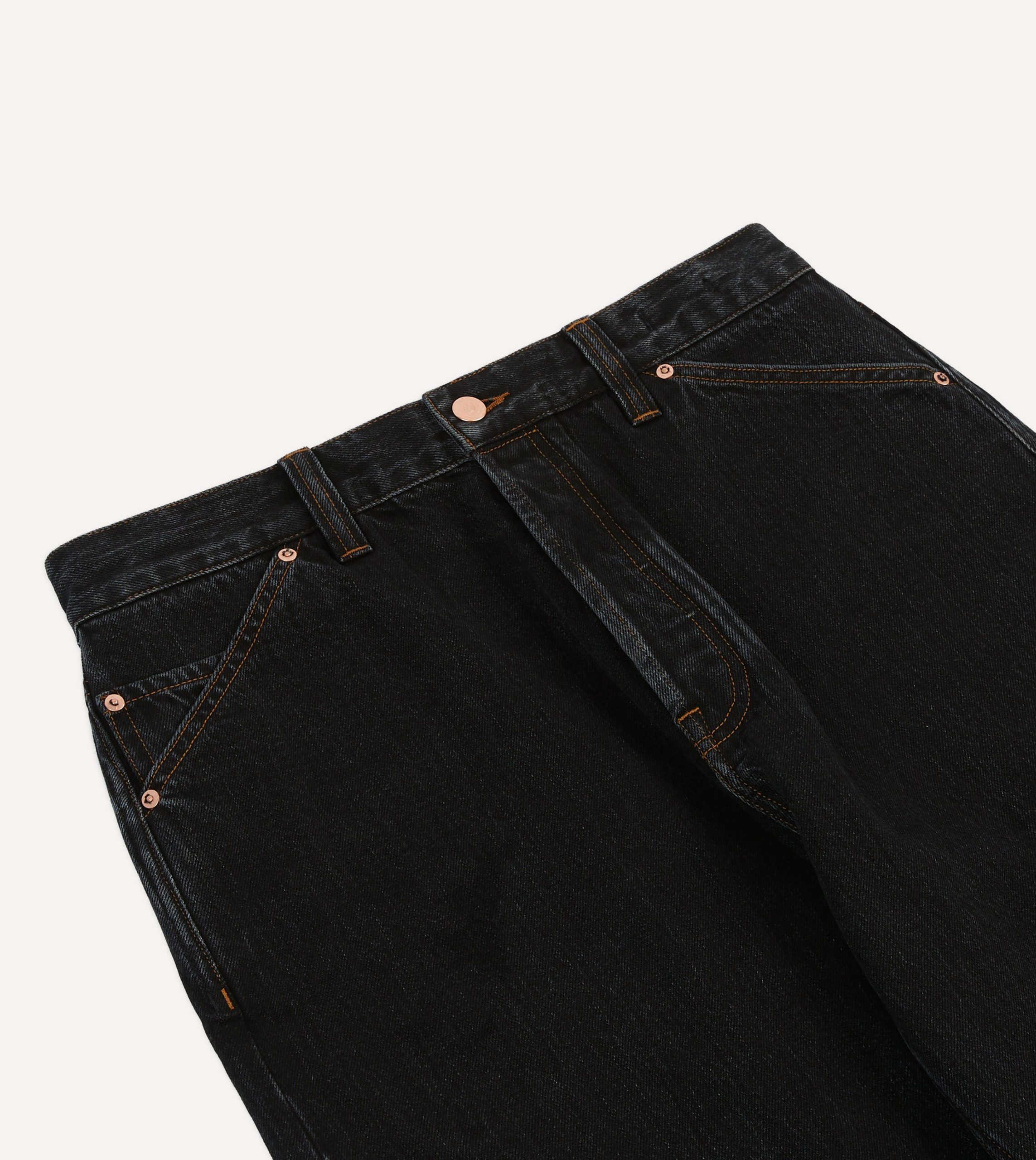 Drake's by A. Levine Black Stone Wash 12.3oz Selvedge Denim Five-Pocket Jeans - Image 4
