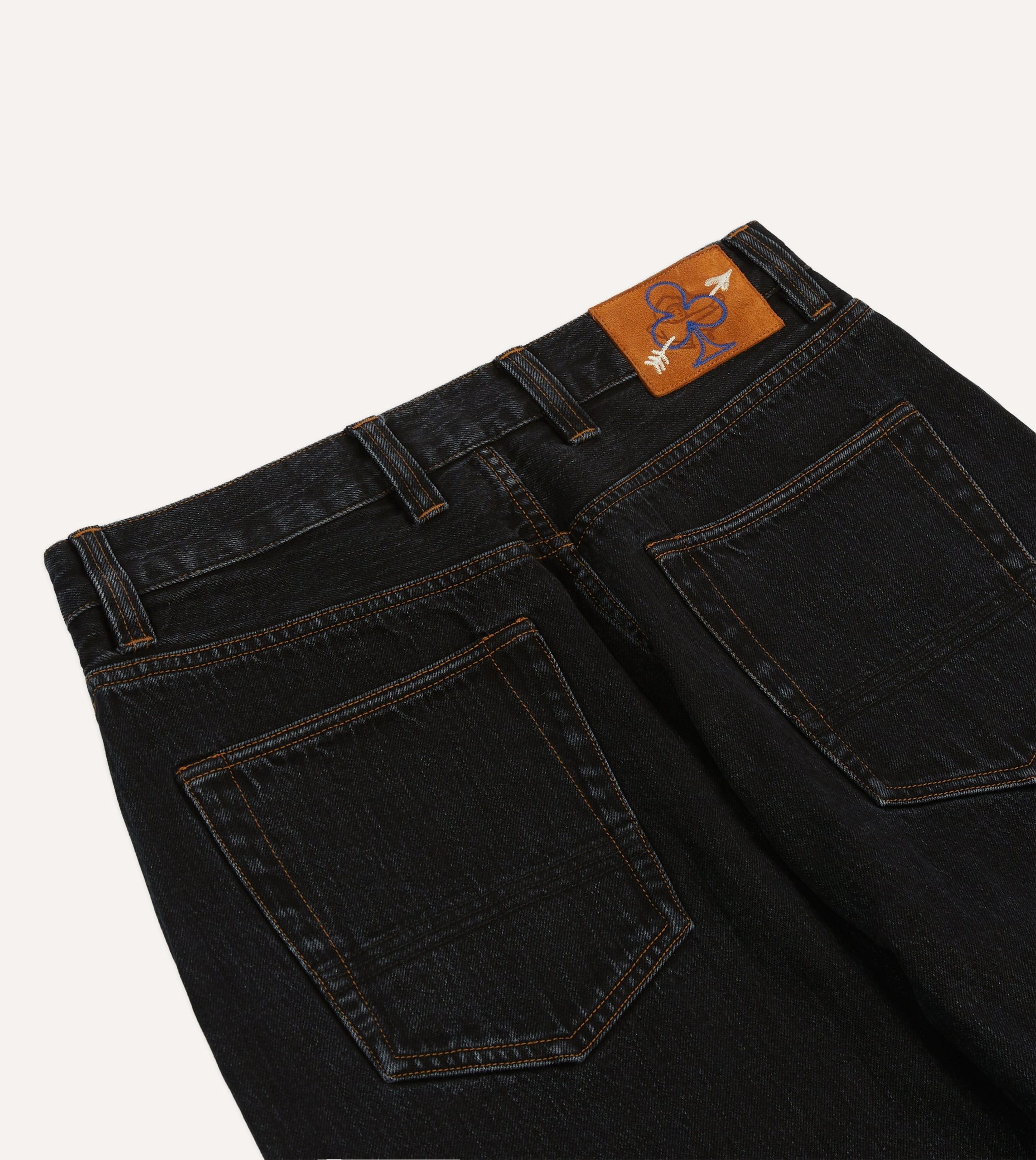 Drake's by A. Levine Black Stone Wash 12.3oz Selvedge Denim Five-Pocket Jeans - Image 5