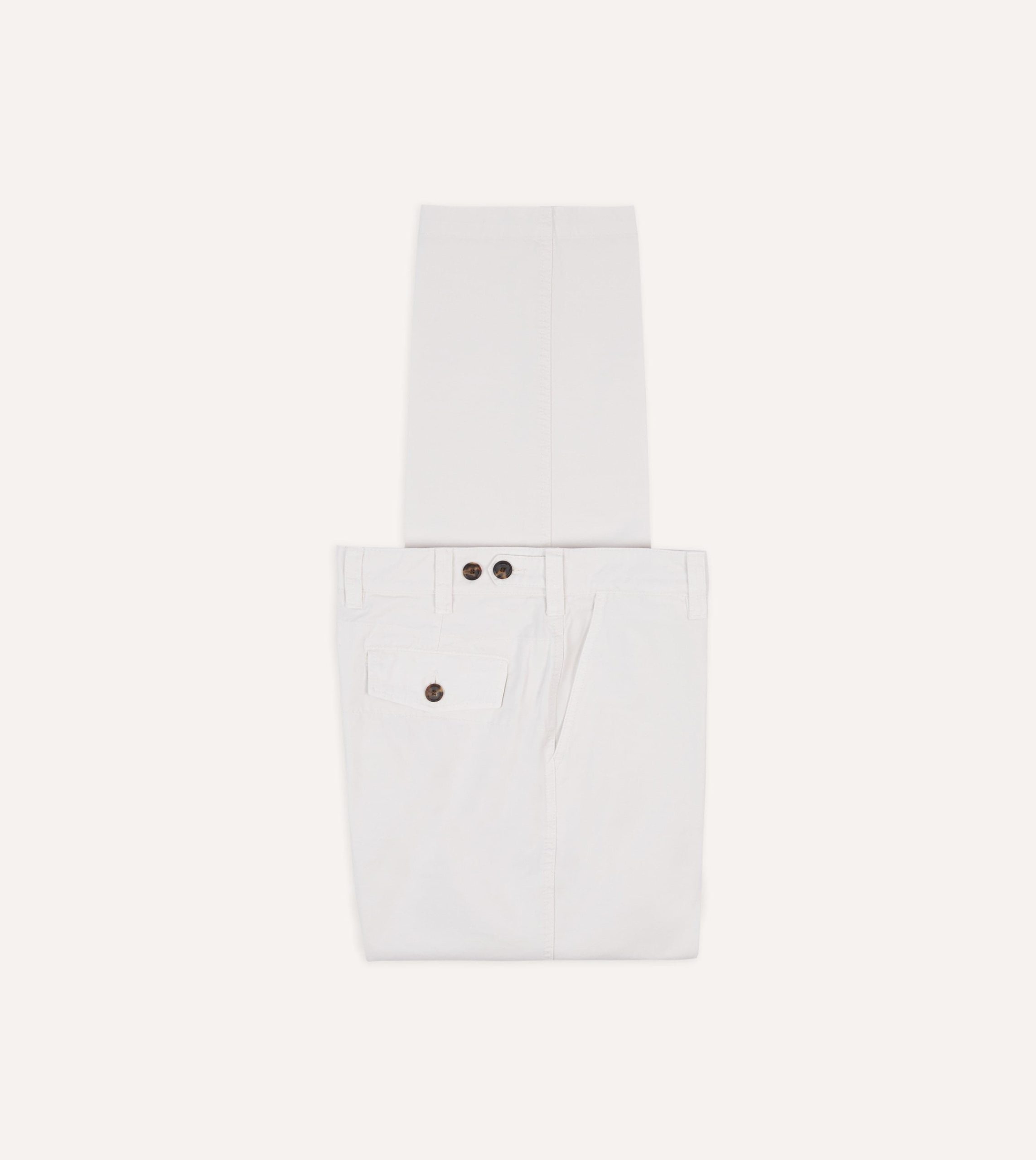 Ecru Cotton Flat Front Chino