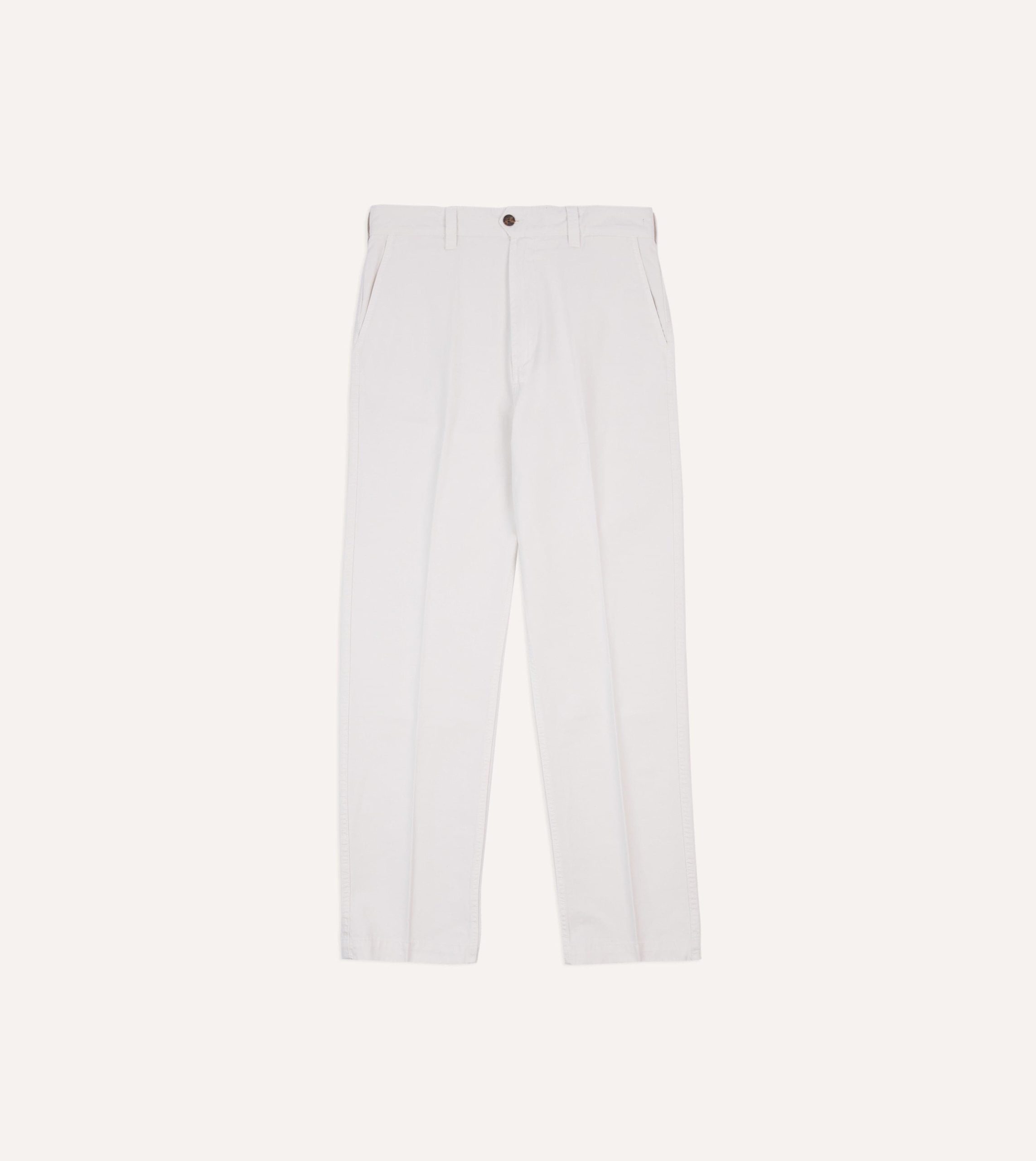 Ecru Cotton Flat Front Chino - Image 3