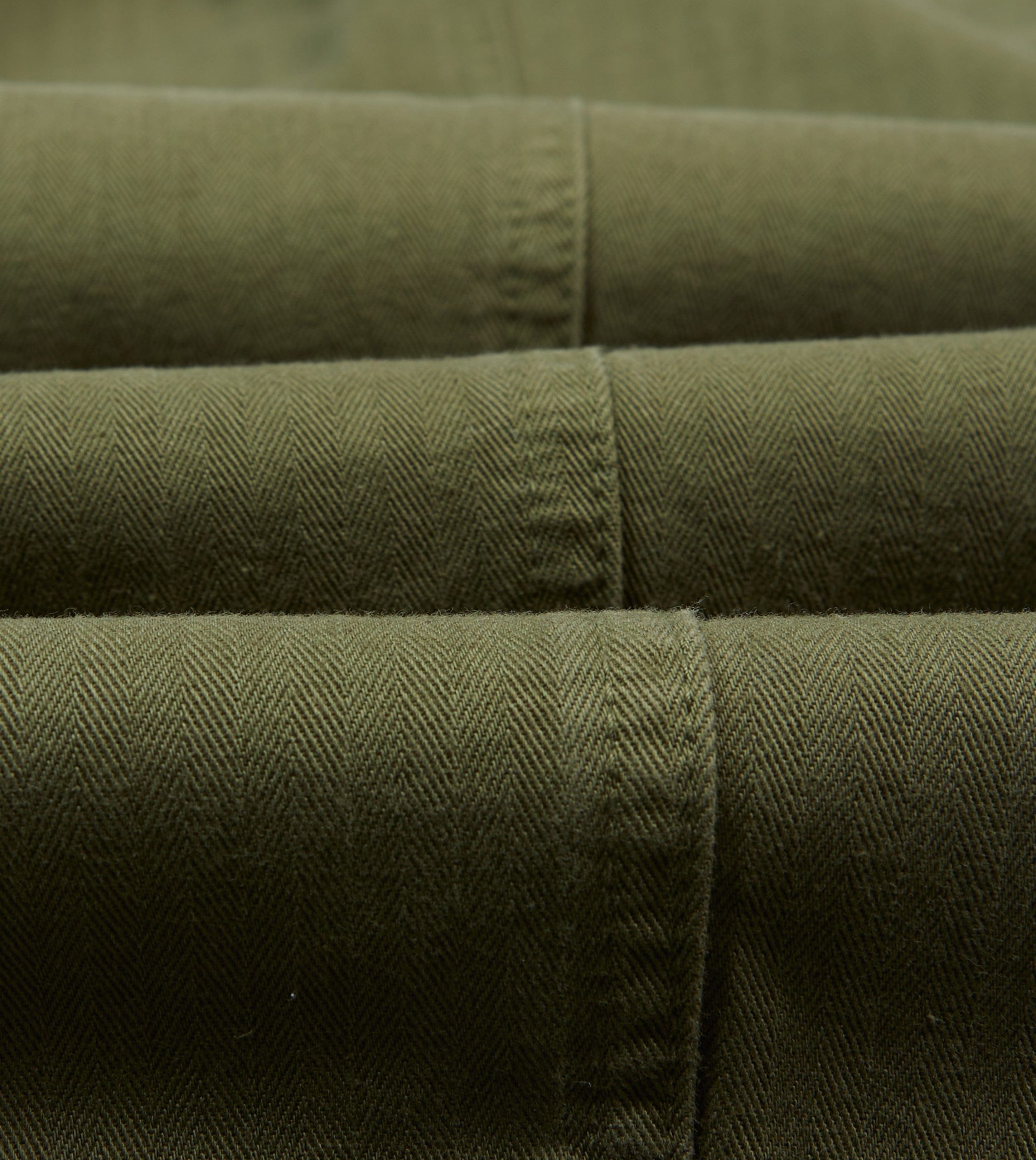 Olive Herringbone Cotton Games Trousers - Image 2