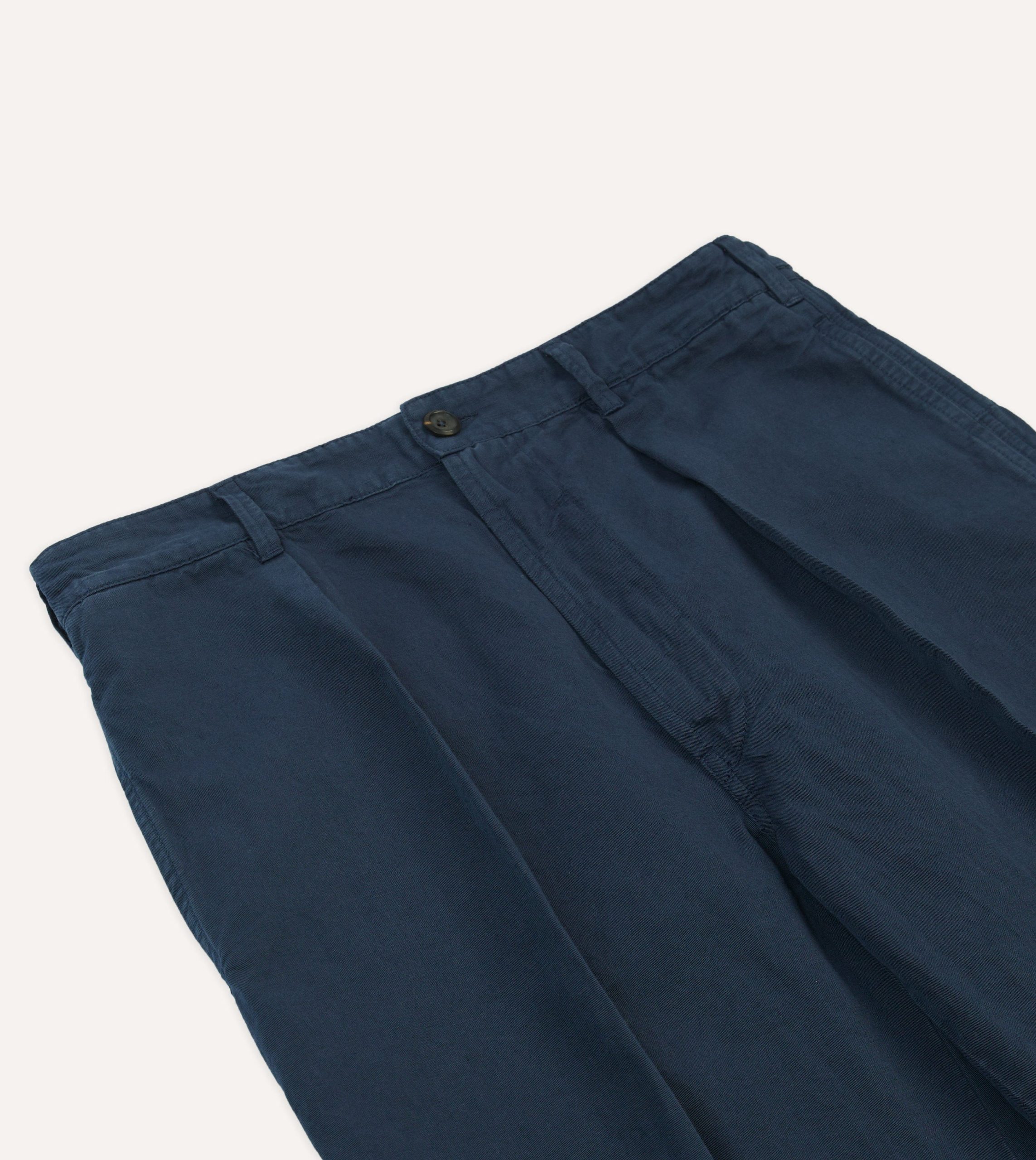 Navy Cotton Linen Games Trousers - Image 4