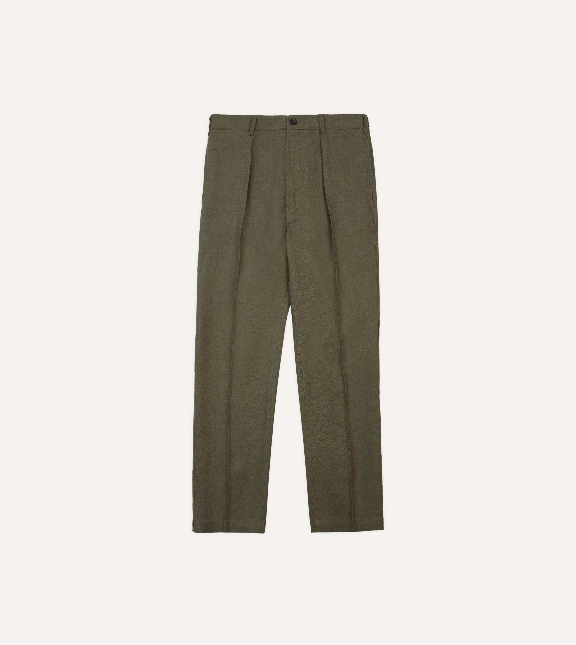 Olive Antique Linen Games Trousers - Image 3