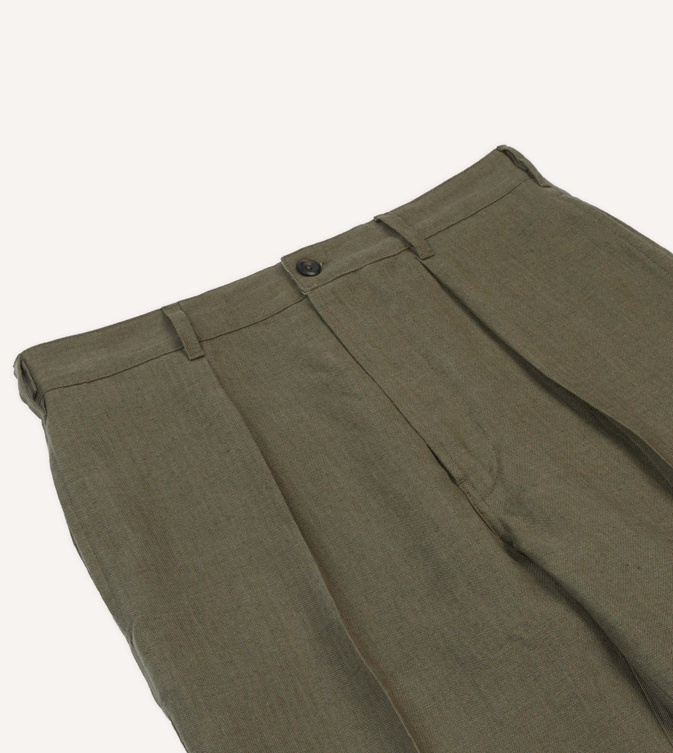 Olive Antique Linen Games Trousers - Image 4
