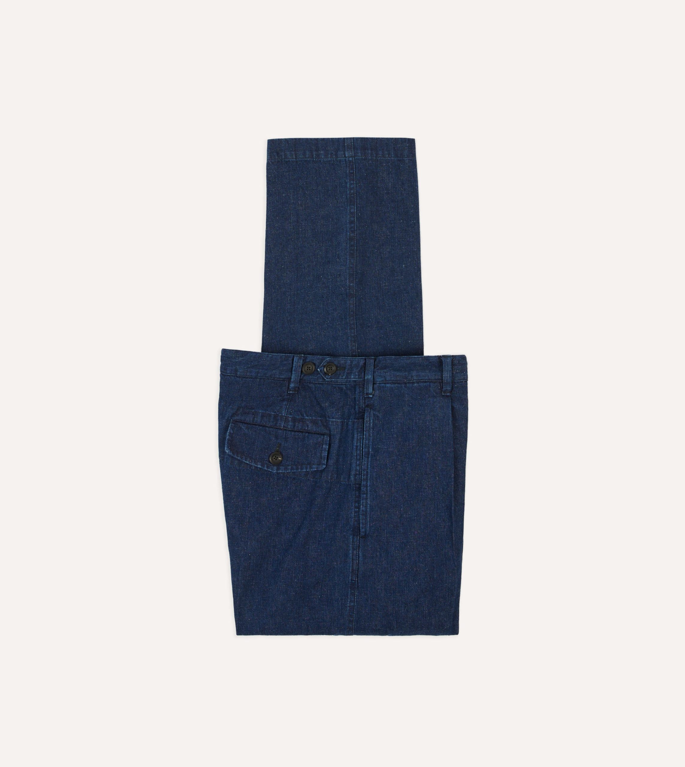 Indigo Cotton-Linen Games Trousers