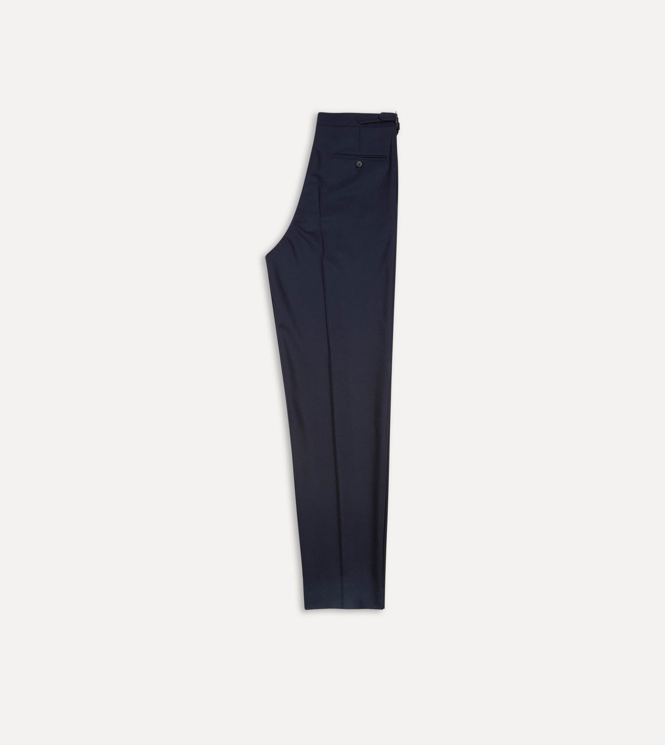 Navy Wool Flannel Single Pleat Trouser - Image 5