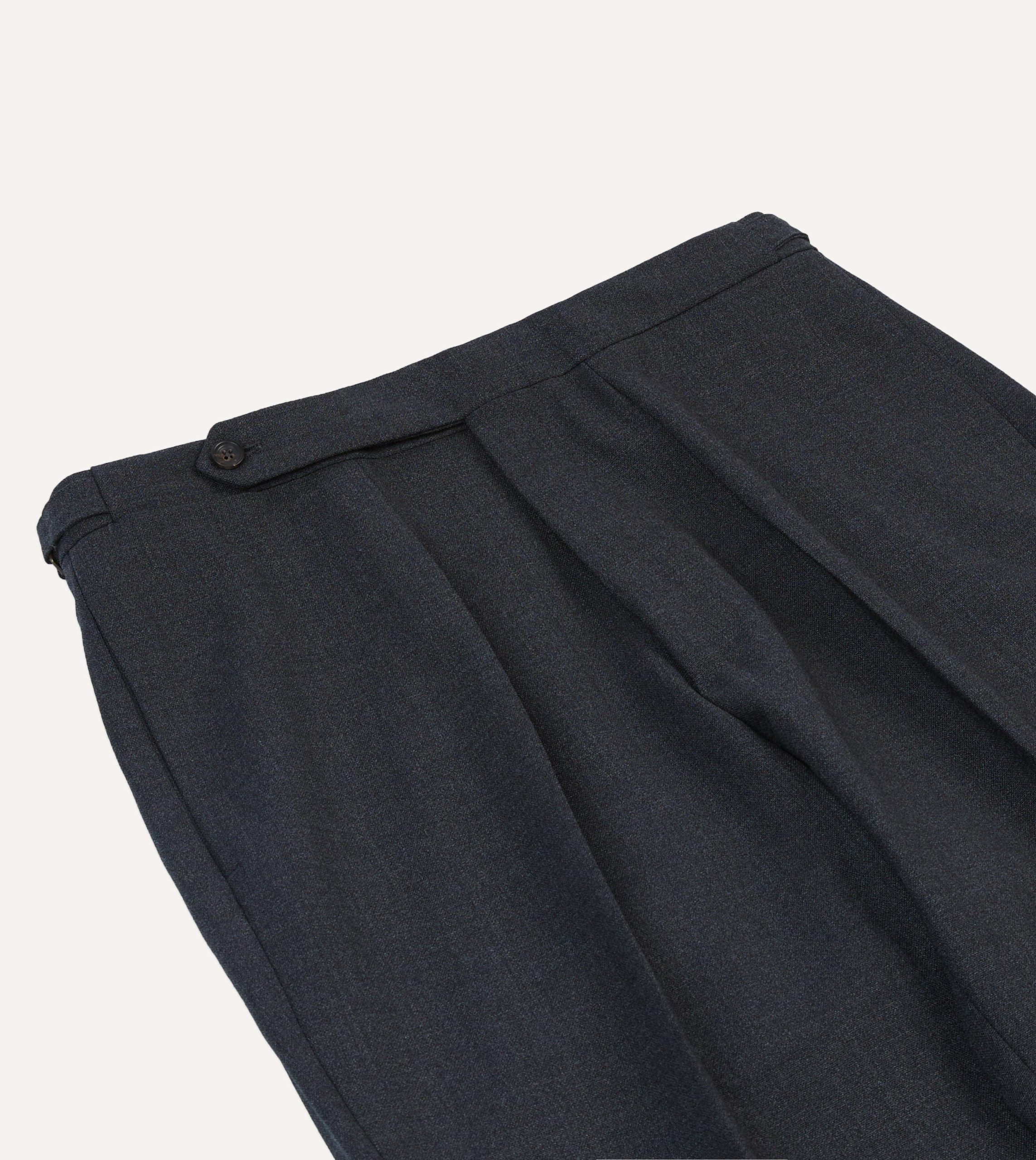 Charcoal Tropical Wool Single Pleat Trouser - Image 4