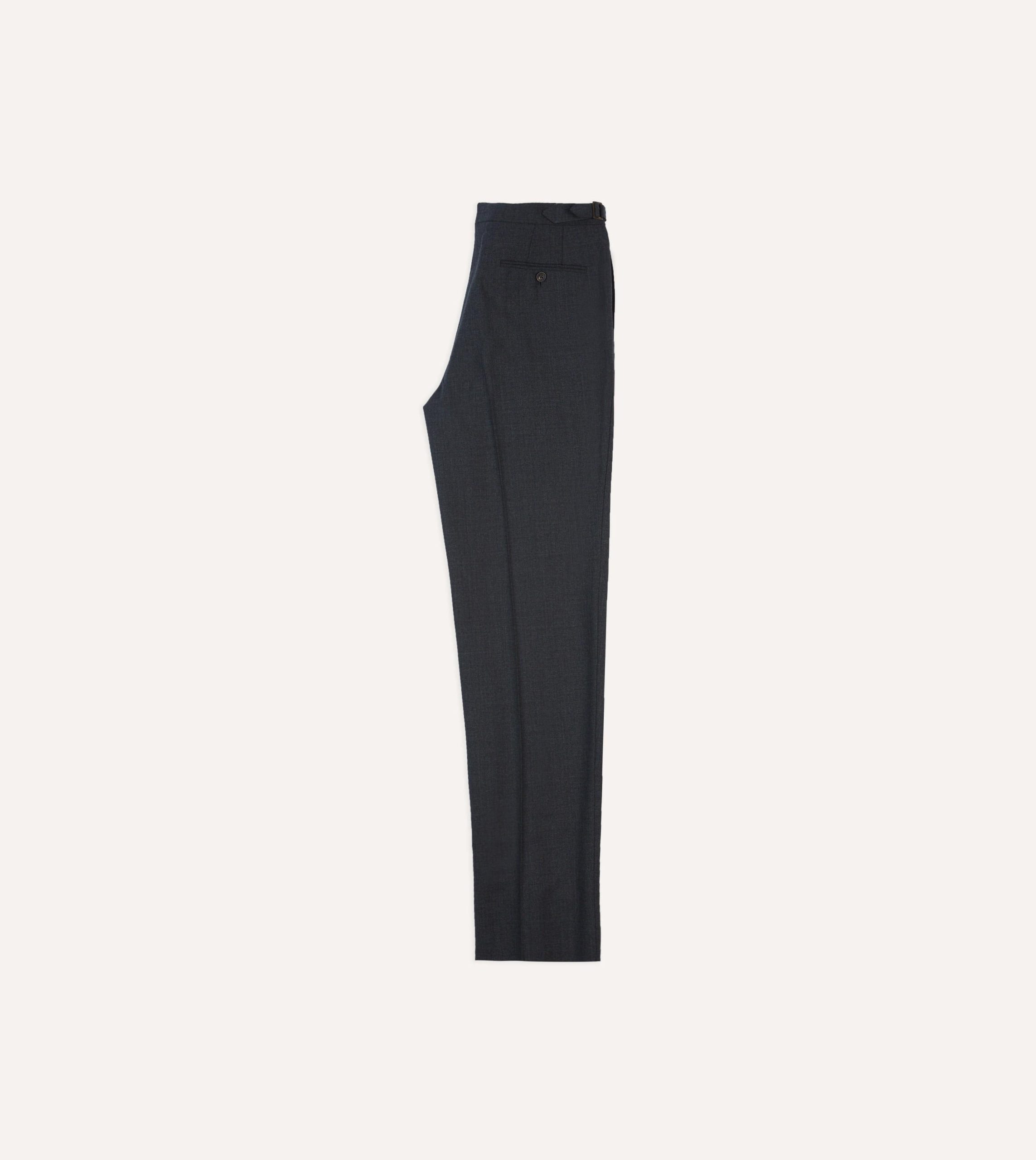 Charcoal Tropical Wool Single Pleat Trouser - Image 6