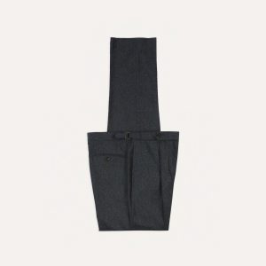 Grey Wool Flannel Single Pleat Trouser
