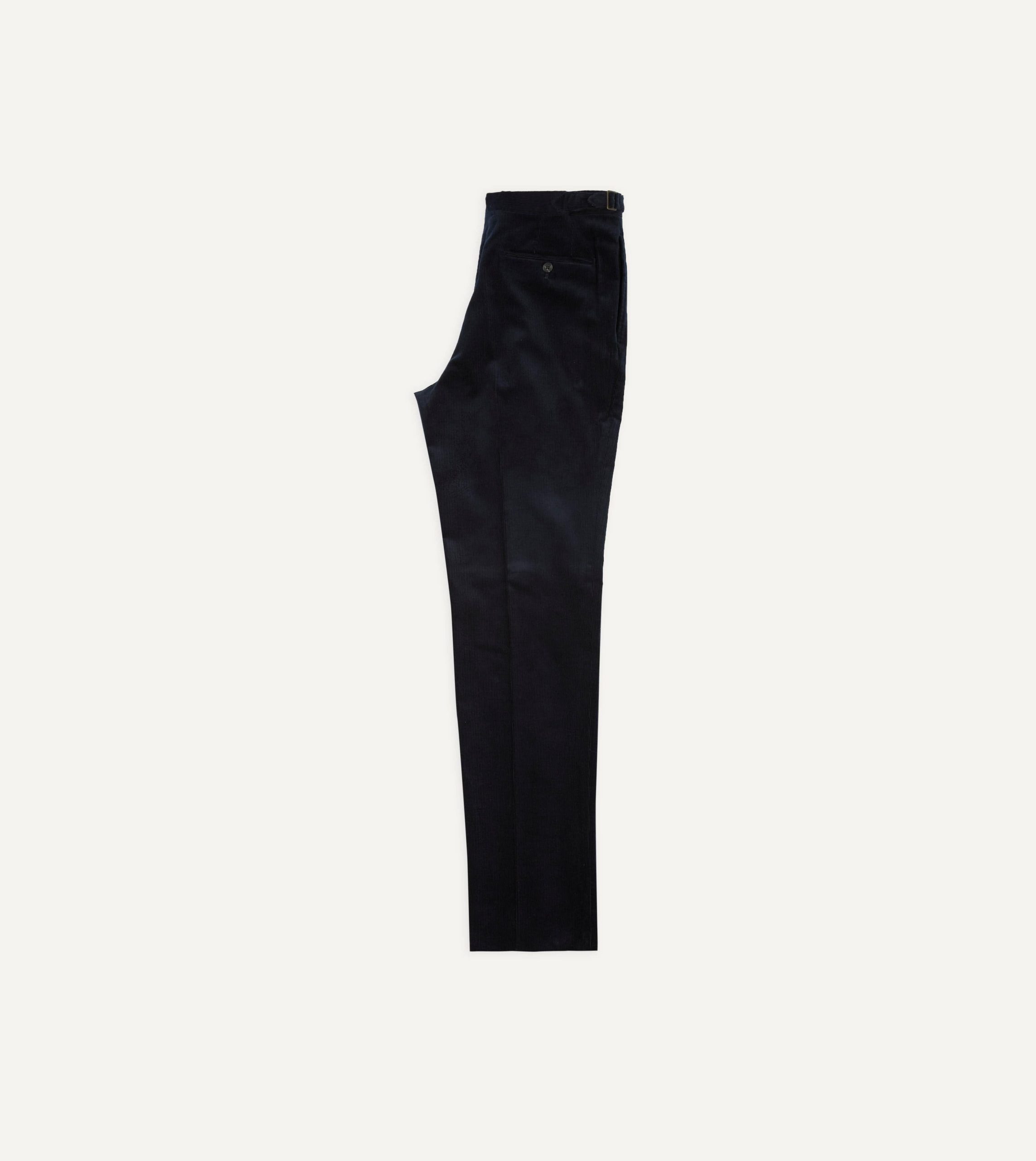 Navy Mid-Wale Corduroy Single Pleat Trouser - Image 6