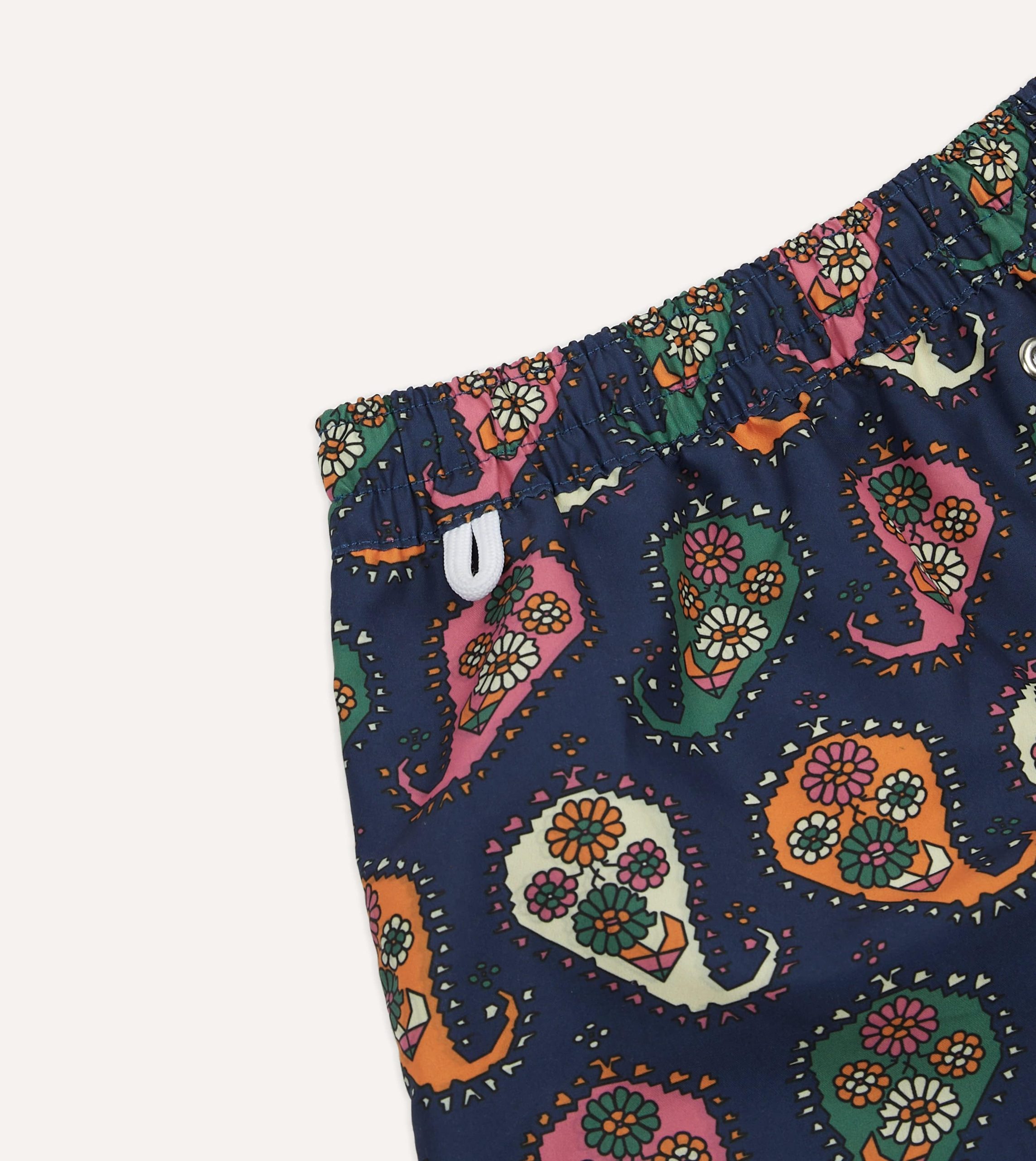 Geometric Paisley Print Nylon Drawstring Swim Shorts - Image 5
