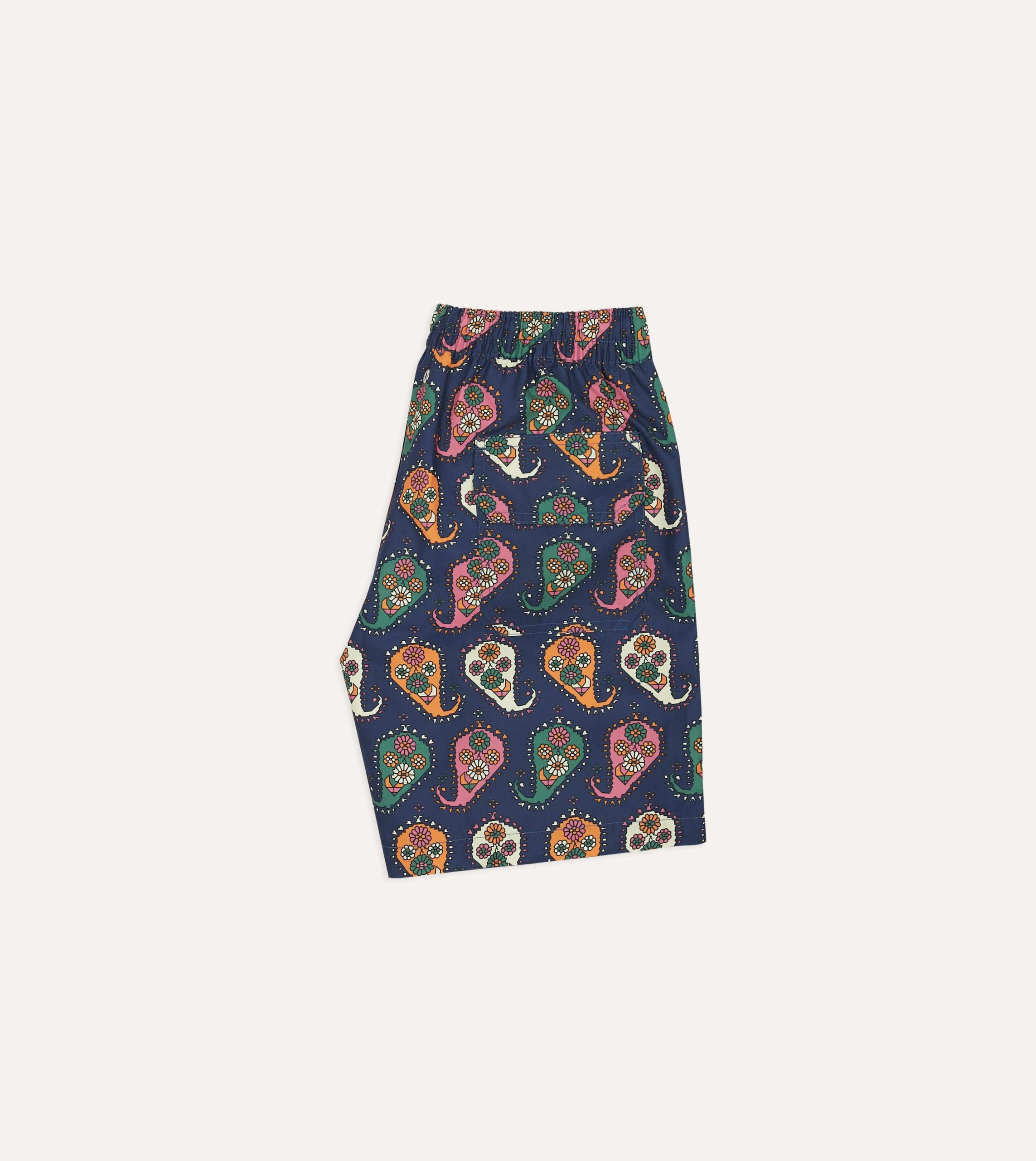 Geometric Paisley Print Nylon Drawstring Swim Shorts - Image 6