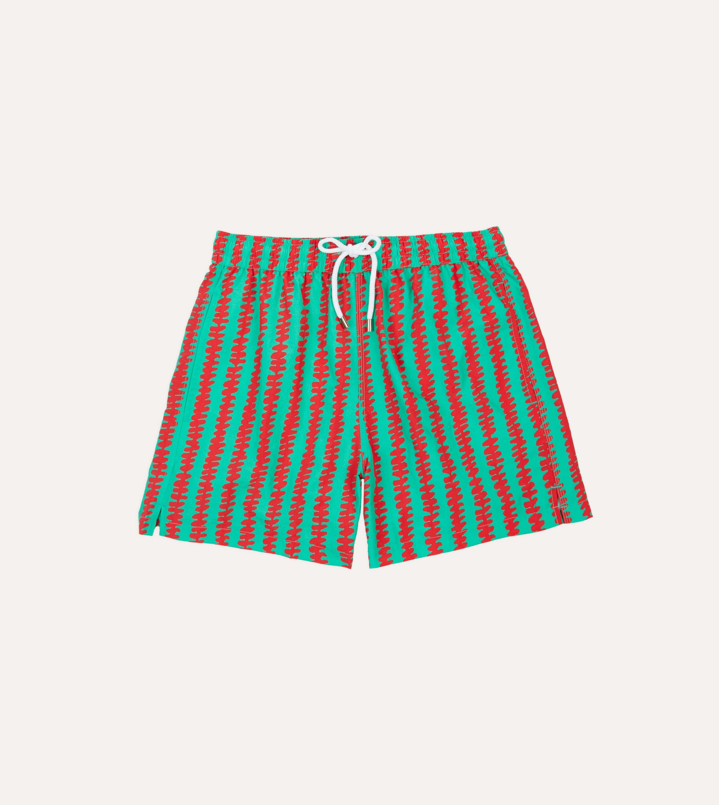 Kilim Stripe Print Nylon Drawstring Swim Shorts