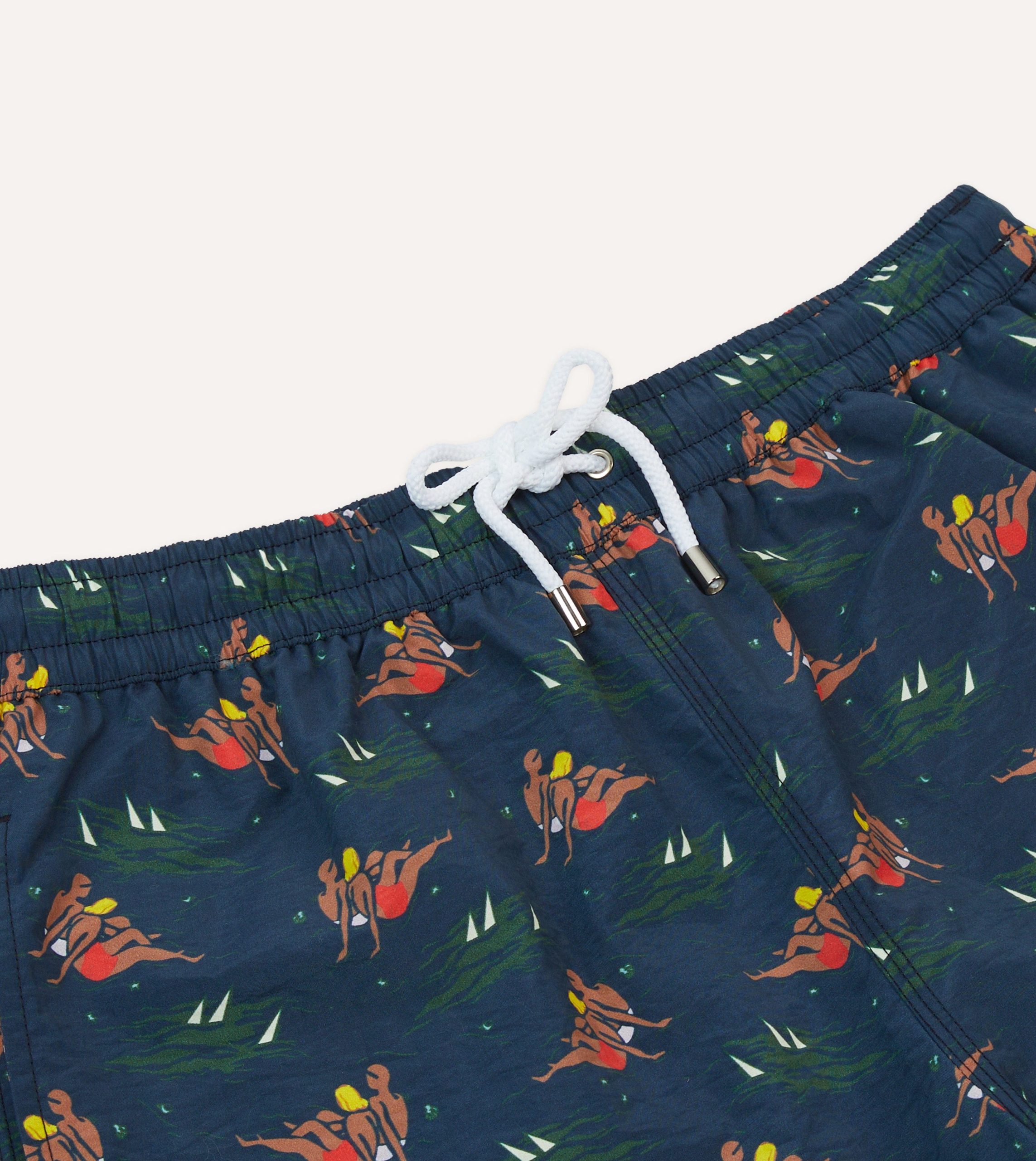 Bathers Print Nylon Drawstring Swim Shorts - Image 3
