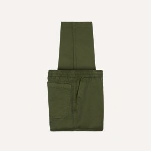Olive Cotton Drawstring Trousers