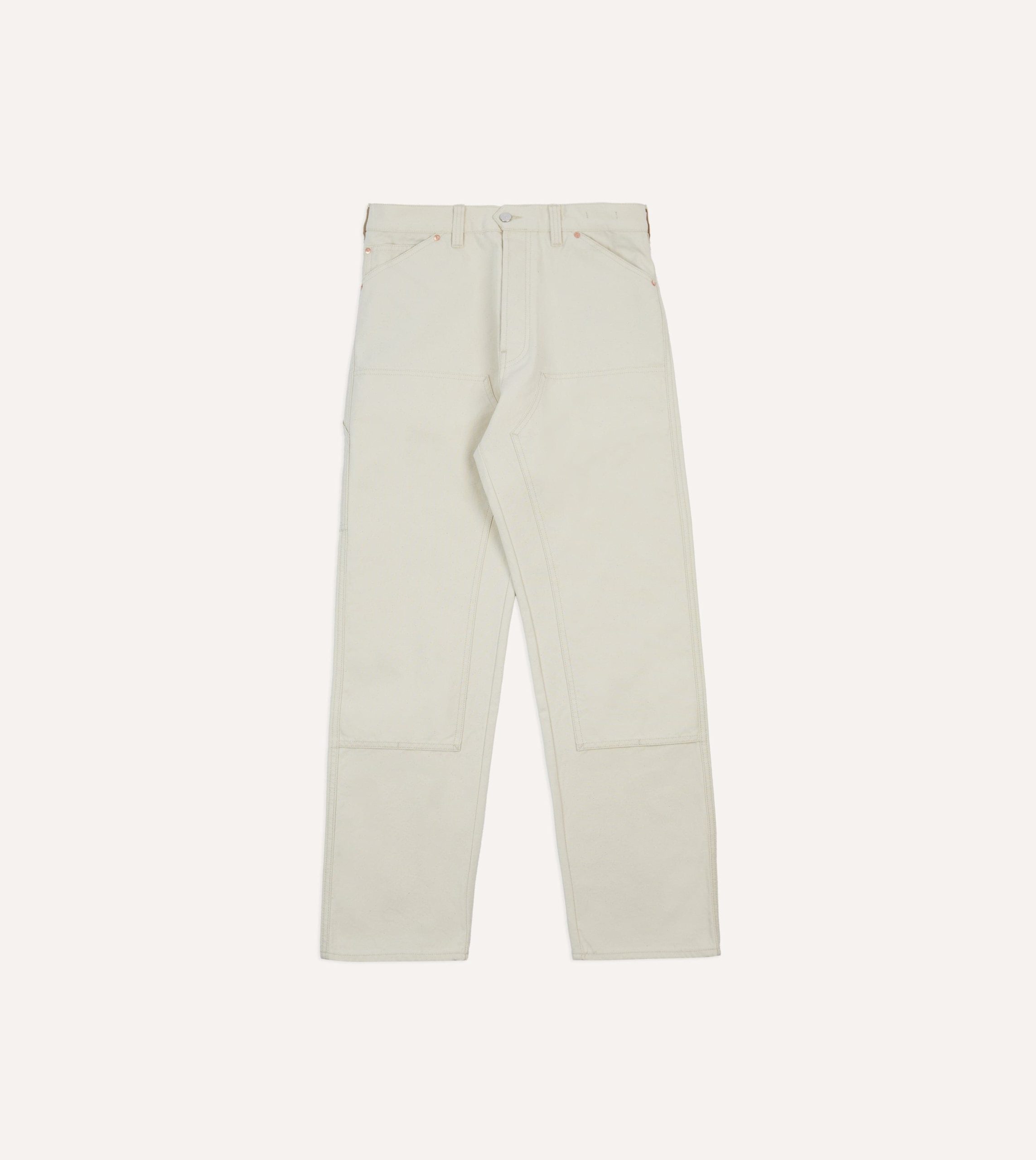Ecru Cotton Canvas Carpenter Pant - Image 3